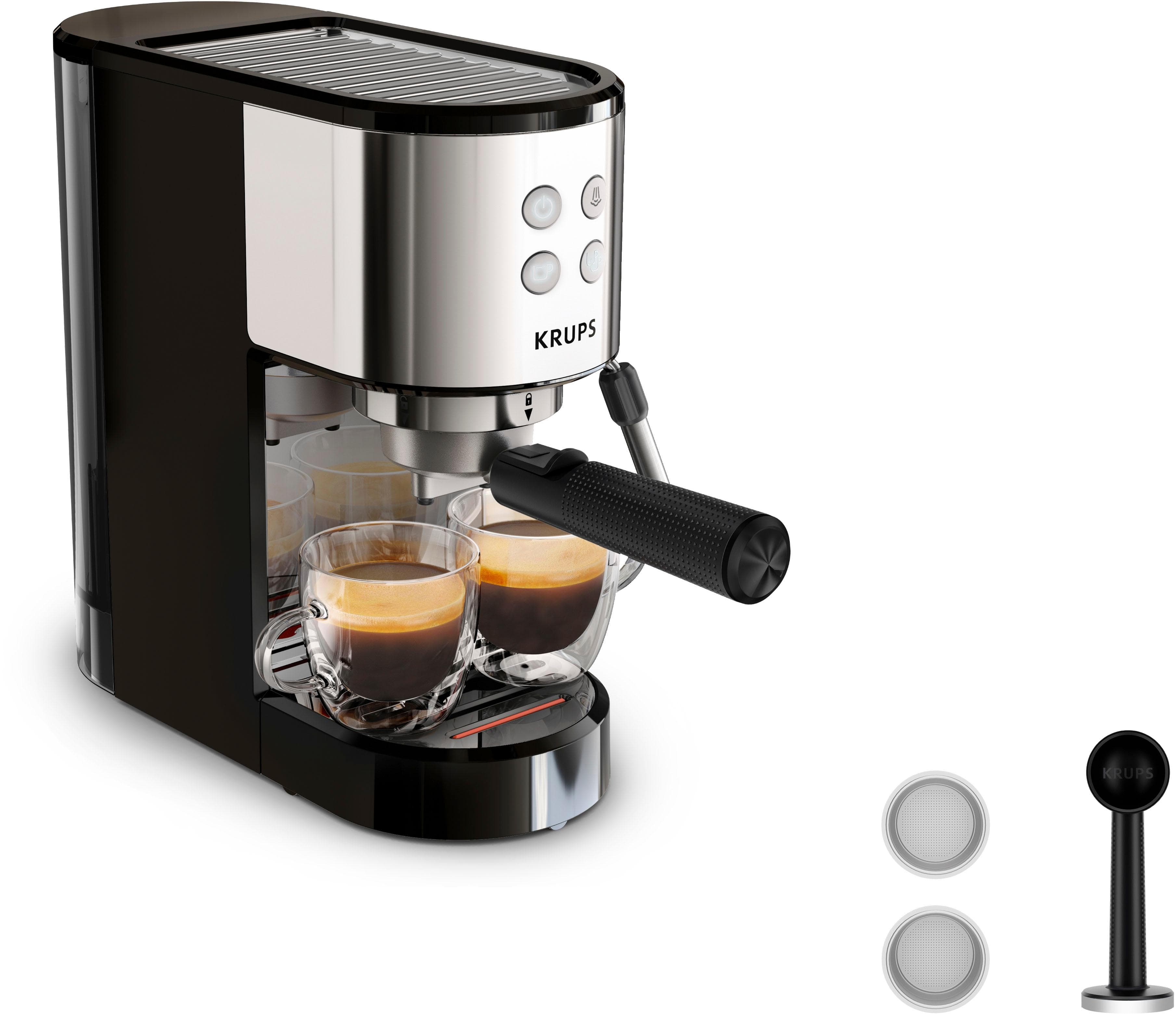 KRUPS Espressomaschine XP4418 Virtuoso Essential Siebträger Schwarz