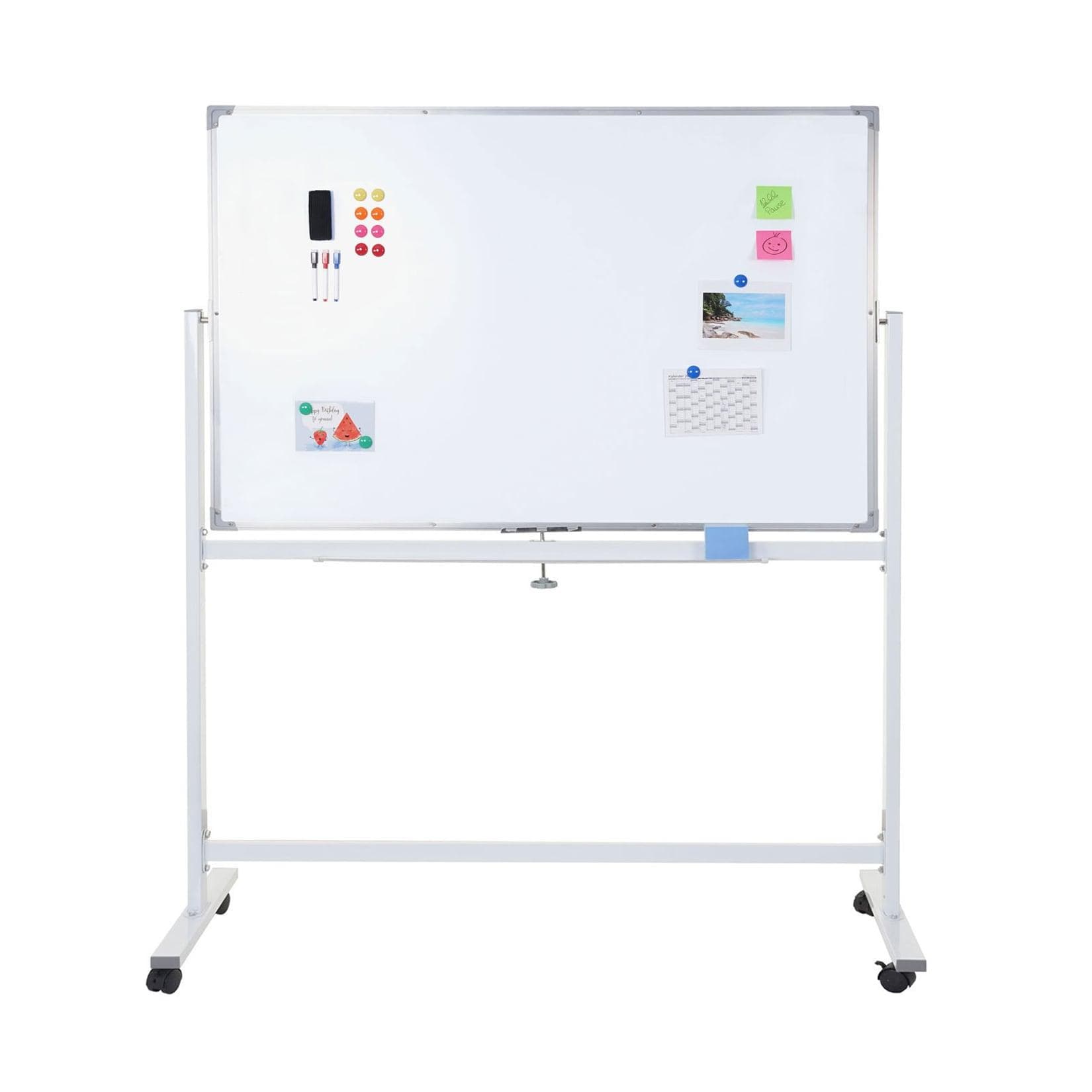 Whiteboard MCW-C85, Magnettafel Memoboard Pinnwand, mobil rollbar inkl. Zubehör ~ 150x100cm