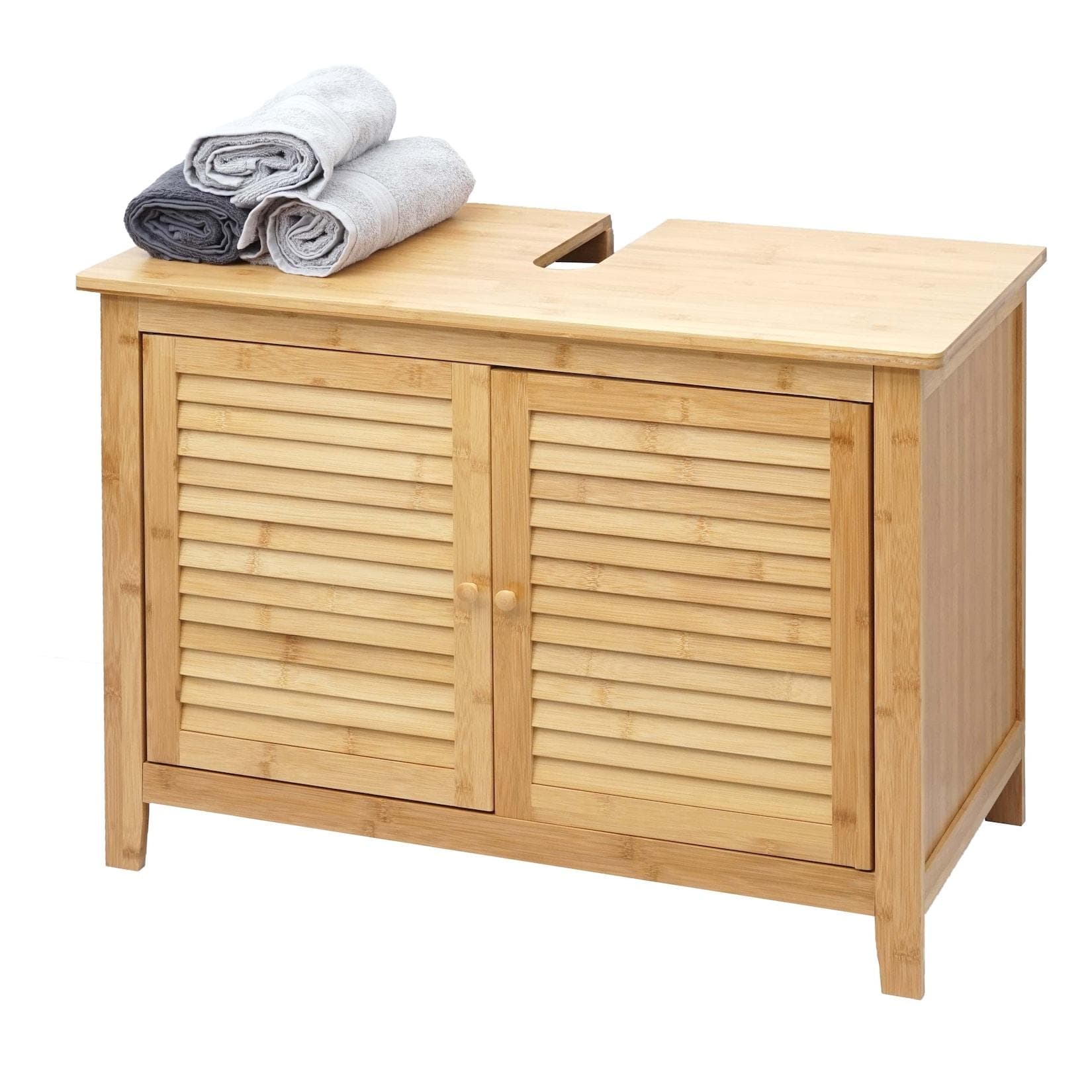 Waschbeckenunterschrank MCW-B18 Bambus Badezimmer Badschrank