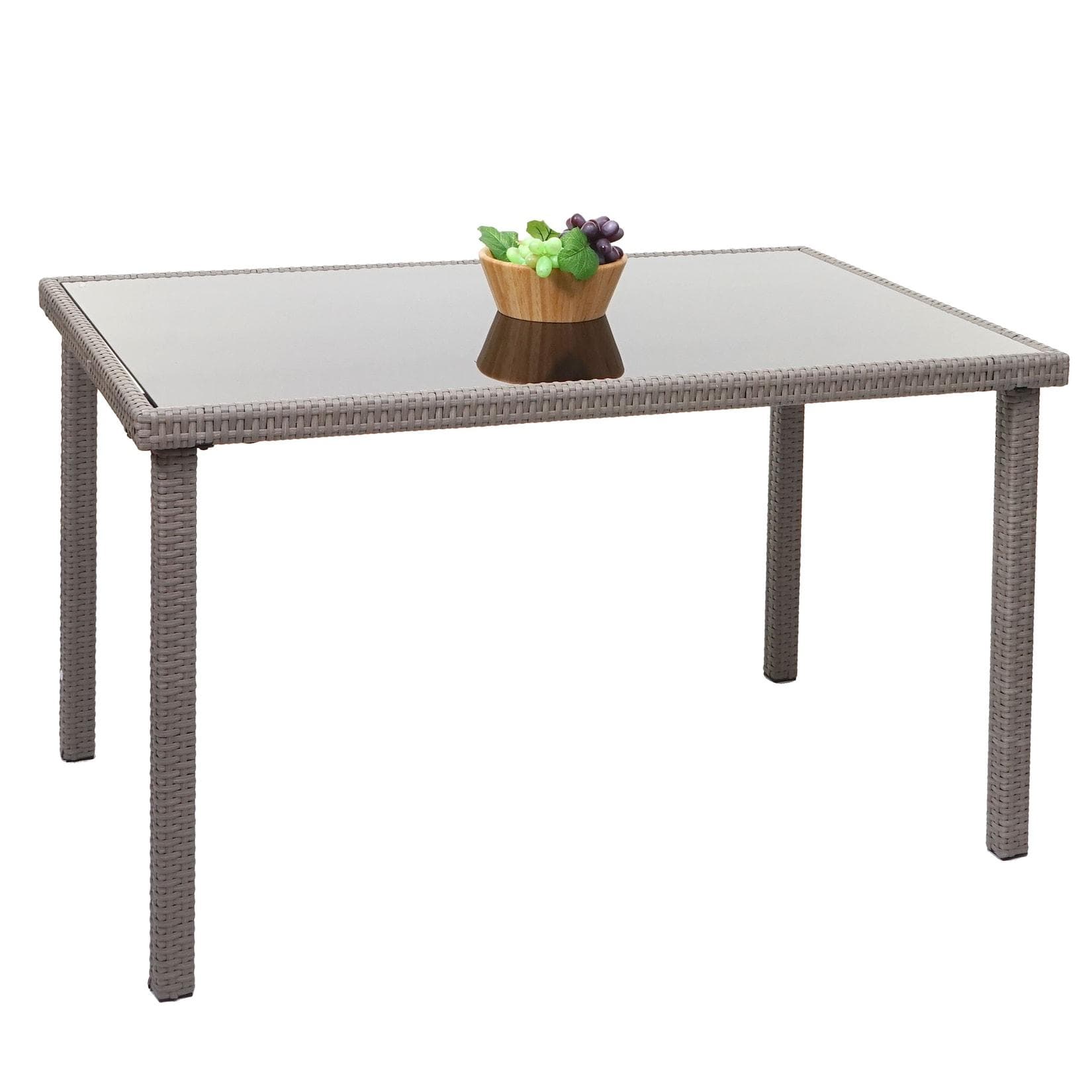 MCW Poly-Rattan Gartentisch Grau 120x75cm