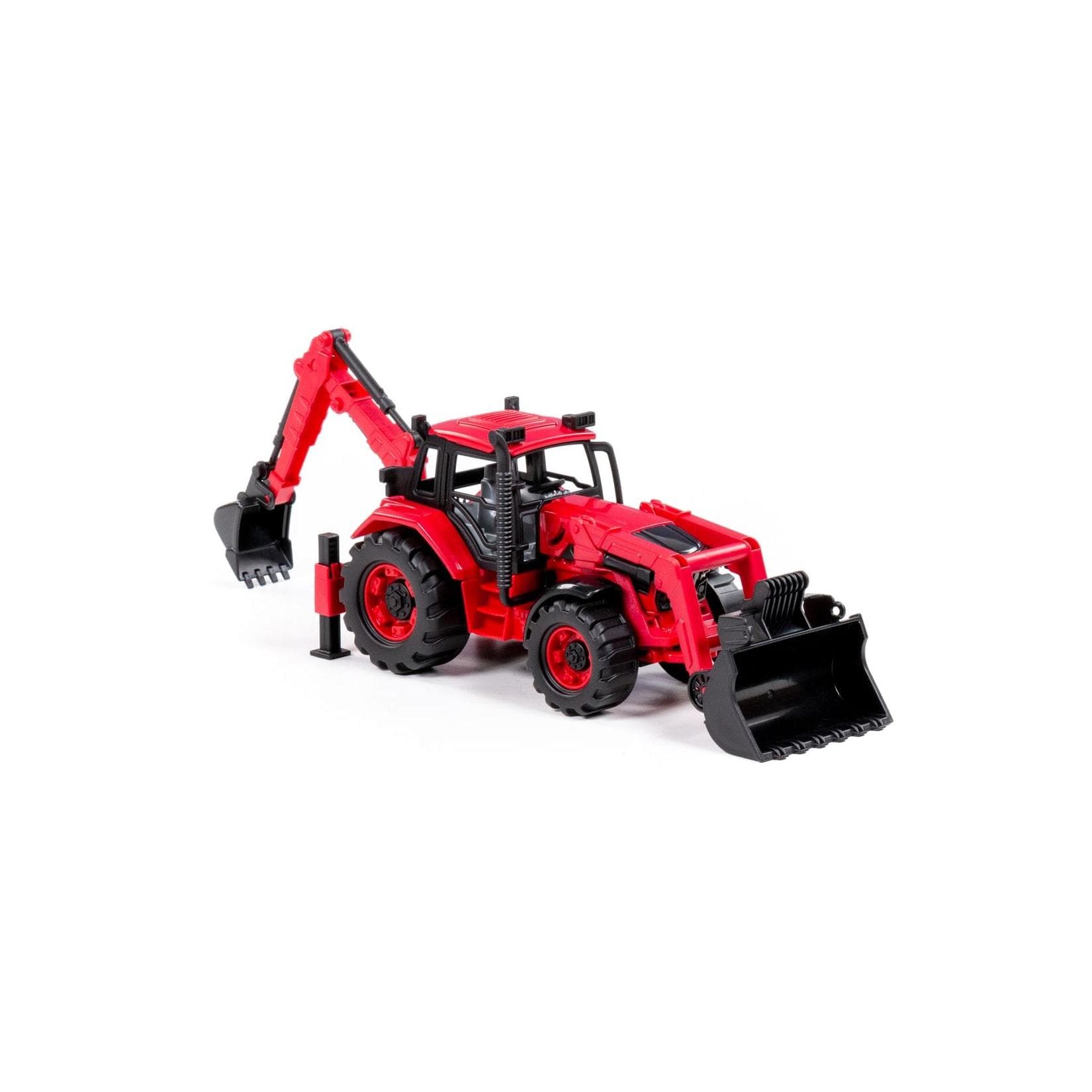 Polesie Spielzeug Radlader Bagger 91857 Frontschaufel Heckbagger rot