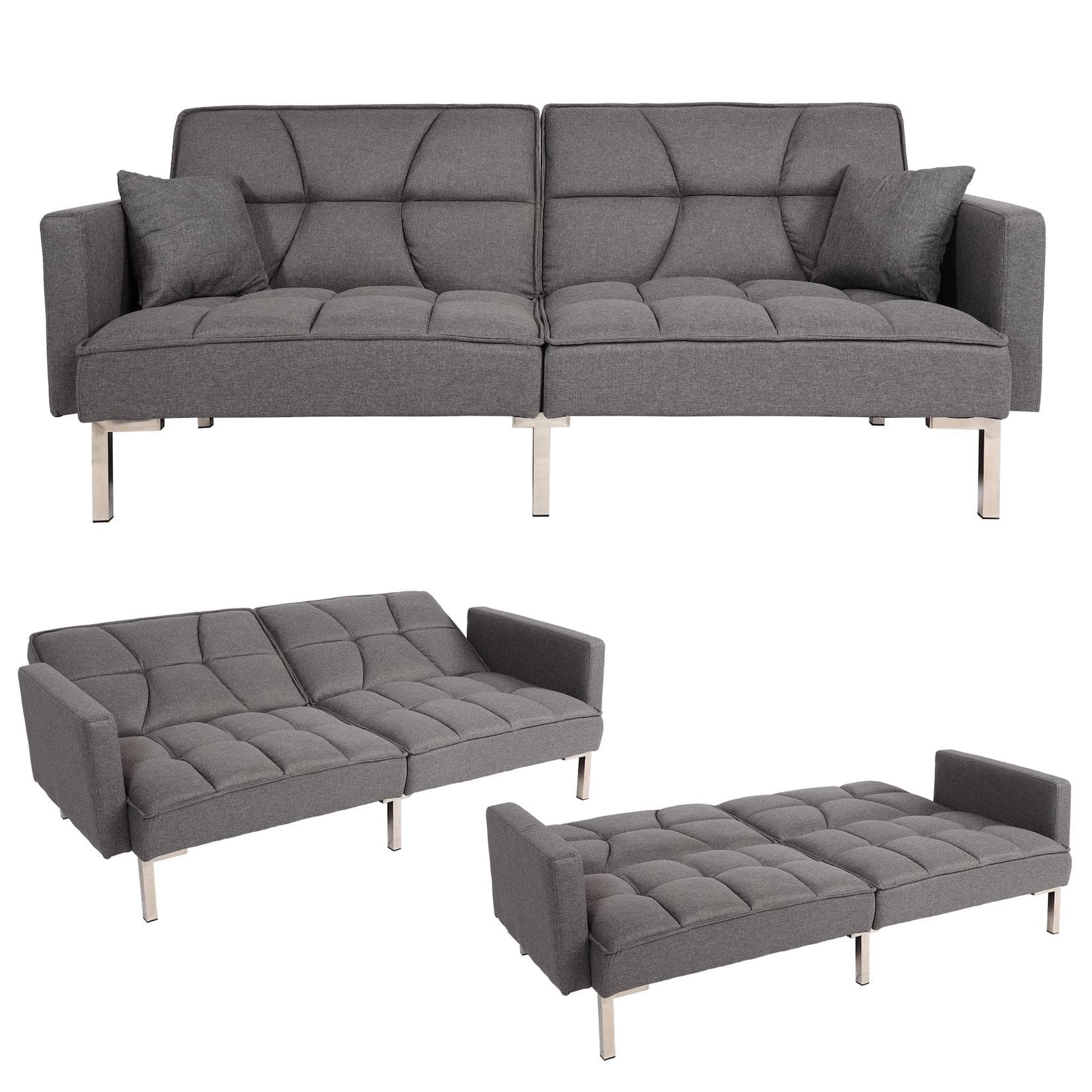 Schlafsofa MCW-K65, Schlafcouch Bettsofa grau
