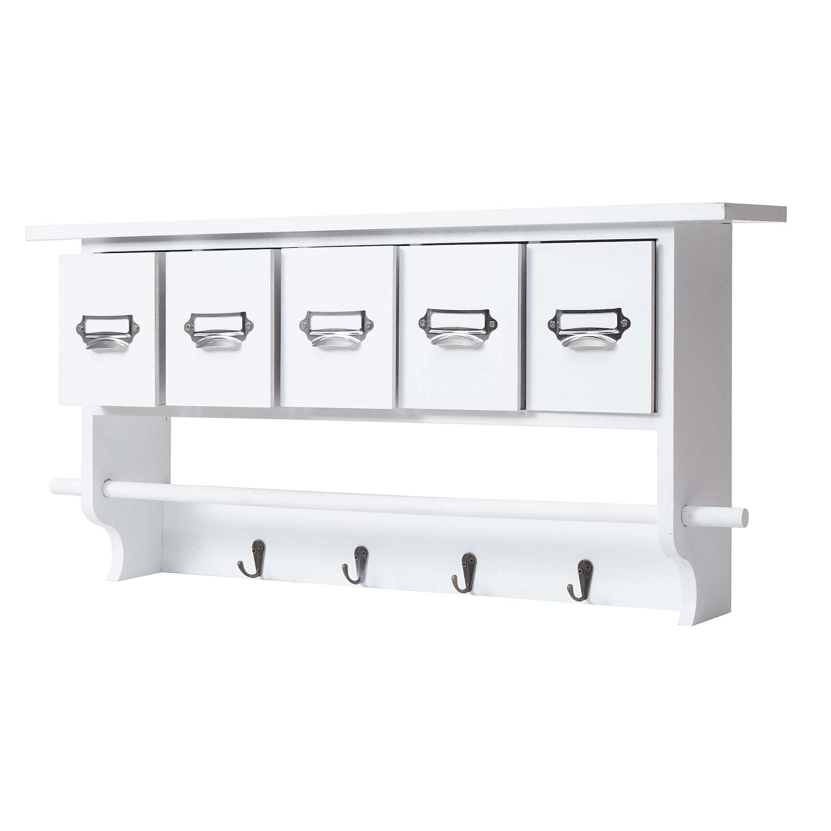 Garderobe MCW-C49 Wandgarderobe Wandregal Vintage 5 Schubladen weiß
