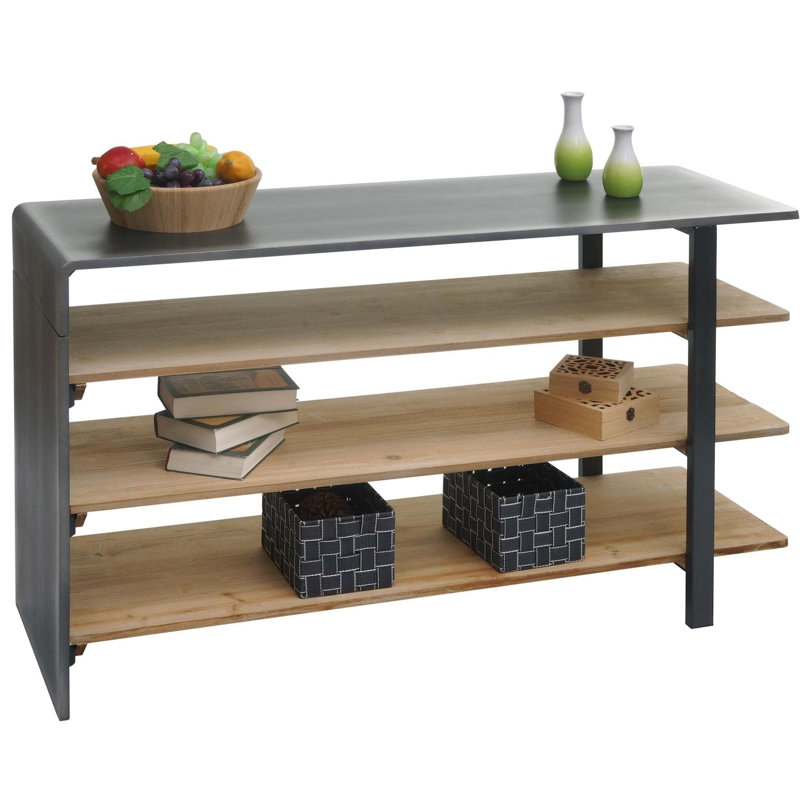 MCW-L75 Wohnregal Industrial Massivholz Natur