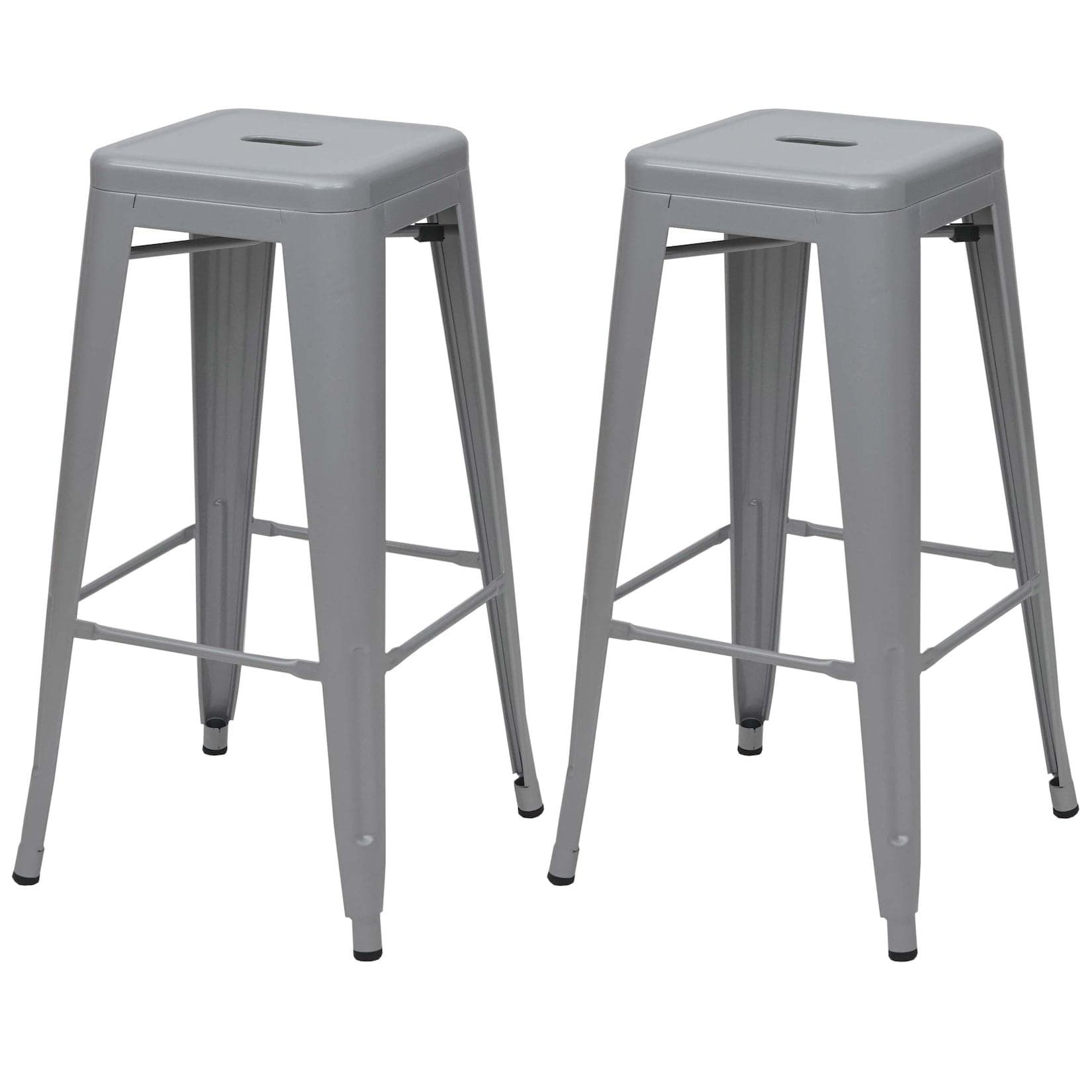 2er-Set Barhocker MCW-A73 Metall Grau stapelbar