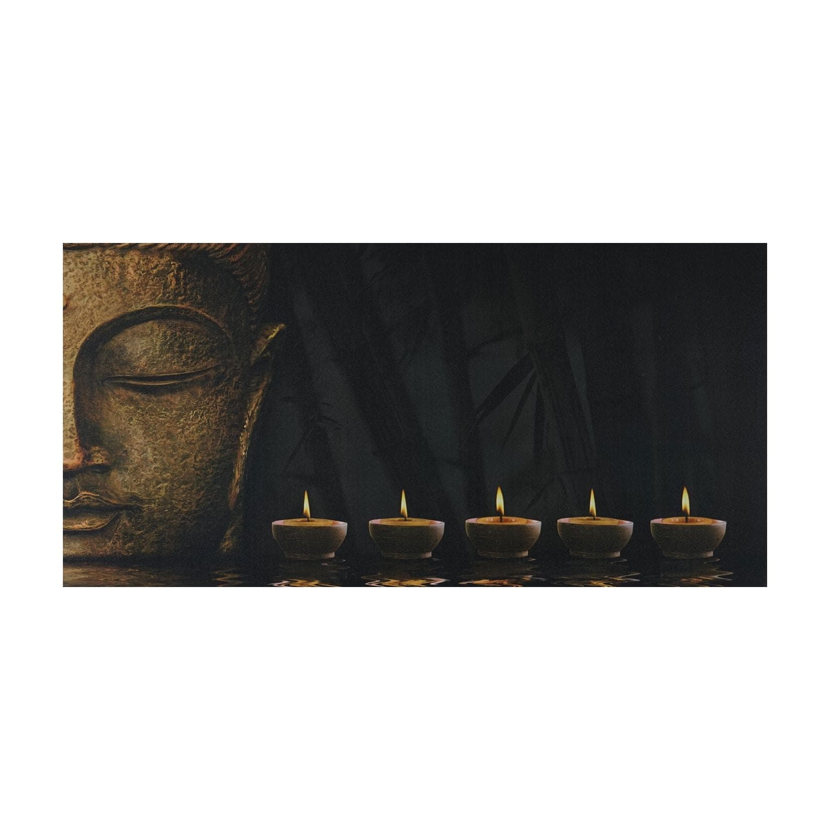 MCW LED-Bild Buddha Leinwand Wandbild 110x55cm Flackernd