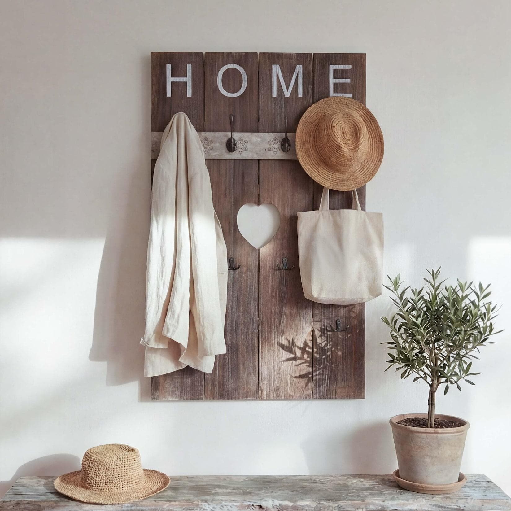 Wandgarderobe MCW-C89 Home 8 Haken braun Shabby-Look