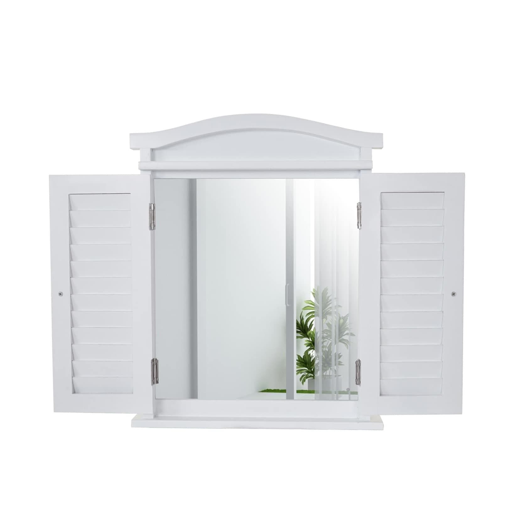 MCW Wandspiegel T30 Weiß Lackiert Fensterladen Design Wandmontage