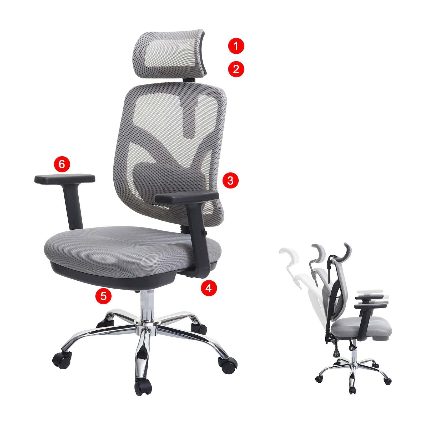 SIHOO Bürostuhl Schreibtischstuhl ergonomisch grau