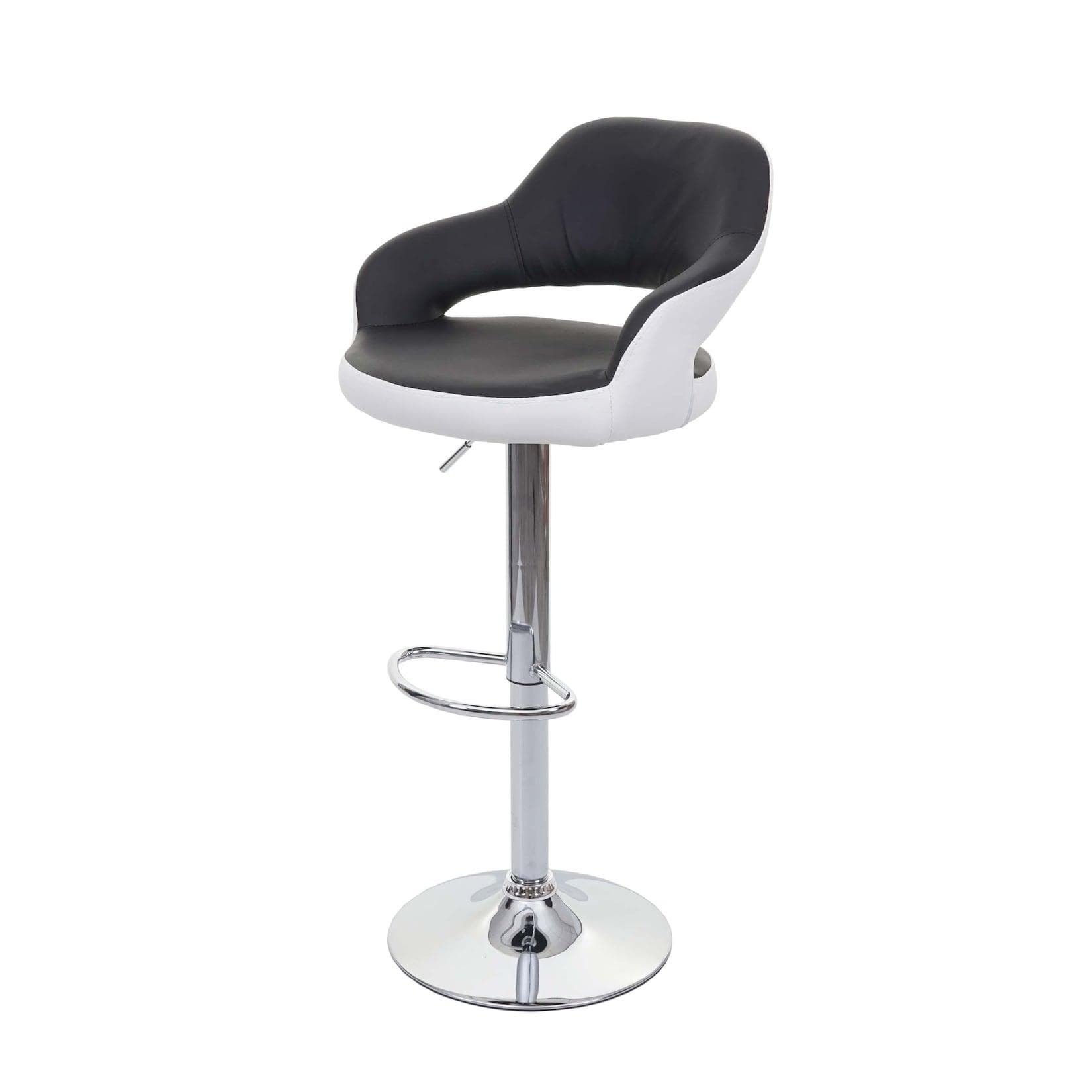MCW Barhocker MCW-F16 Drehhocker mit Lehne Kunstleder Schwarz-Weiß