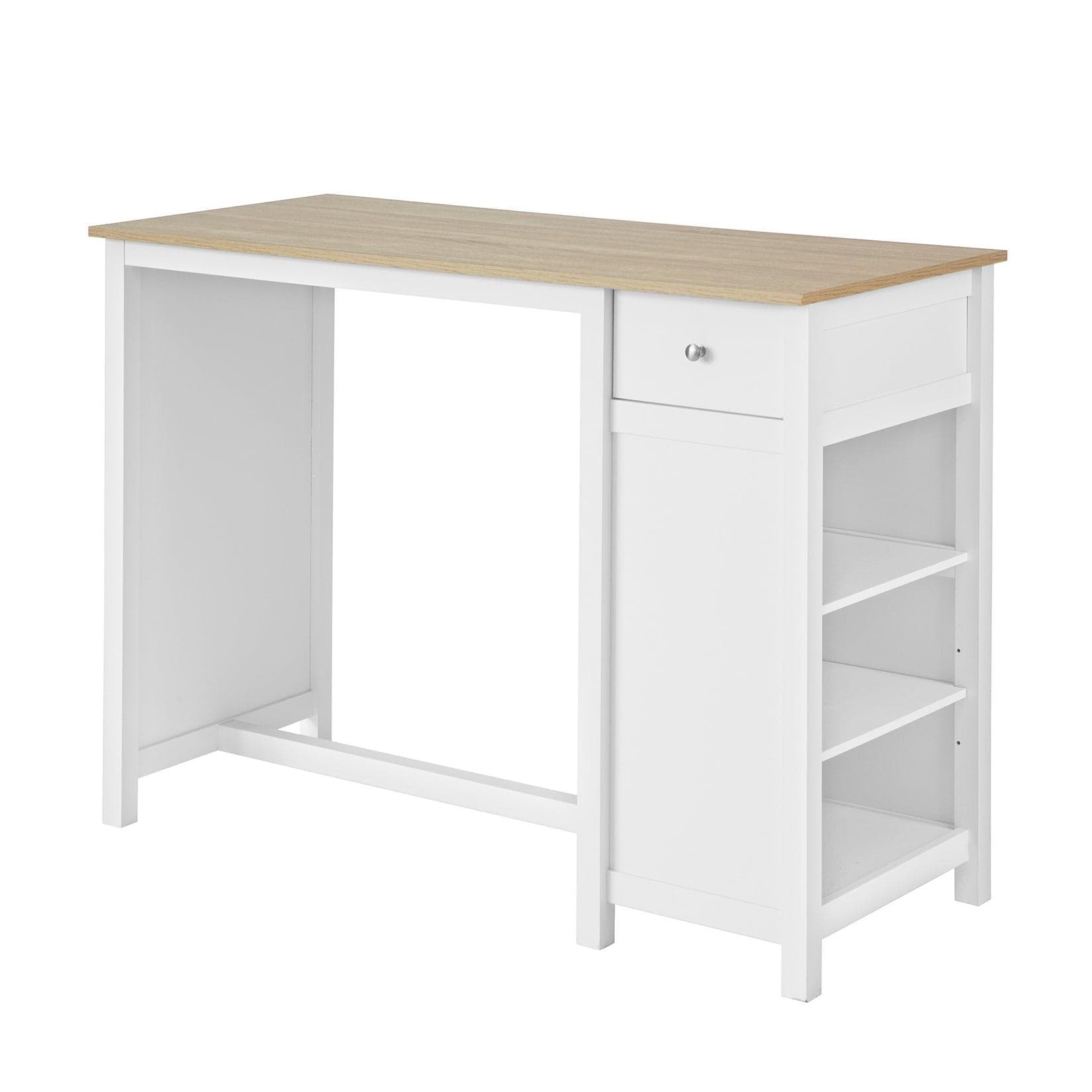 SoBuy Bartisch-Set mit 2 Hockern und 1 Schublade Weiß