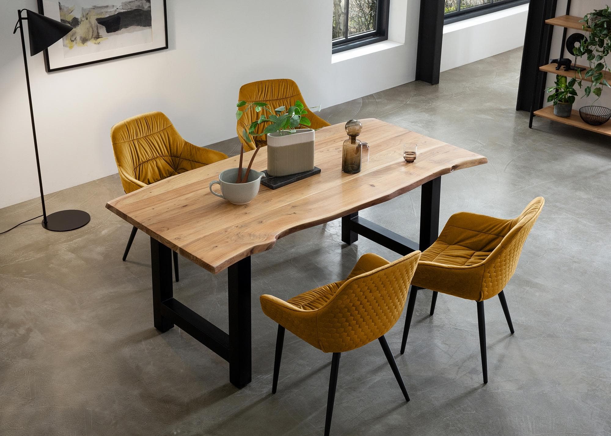 Essgruppe SALESFEVER Massivholz Metall Esszimmer 5-teilig