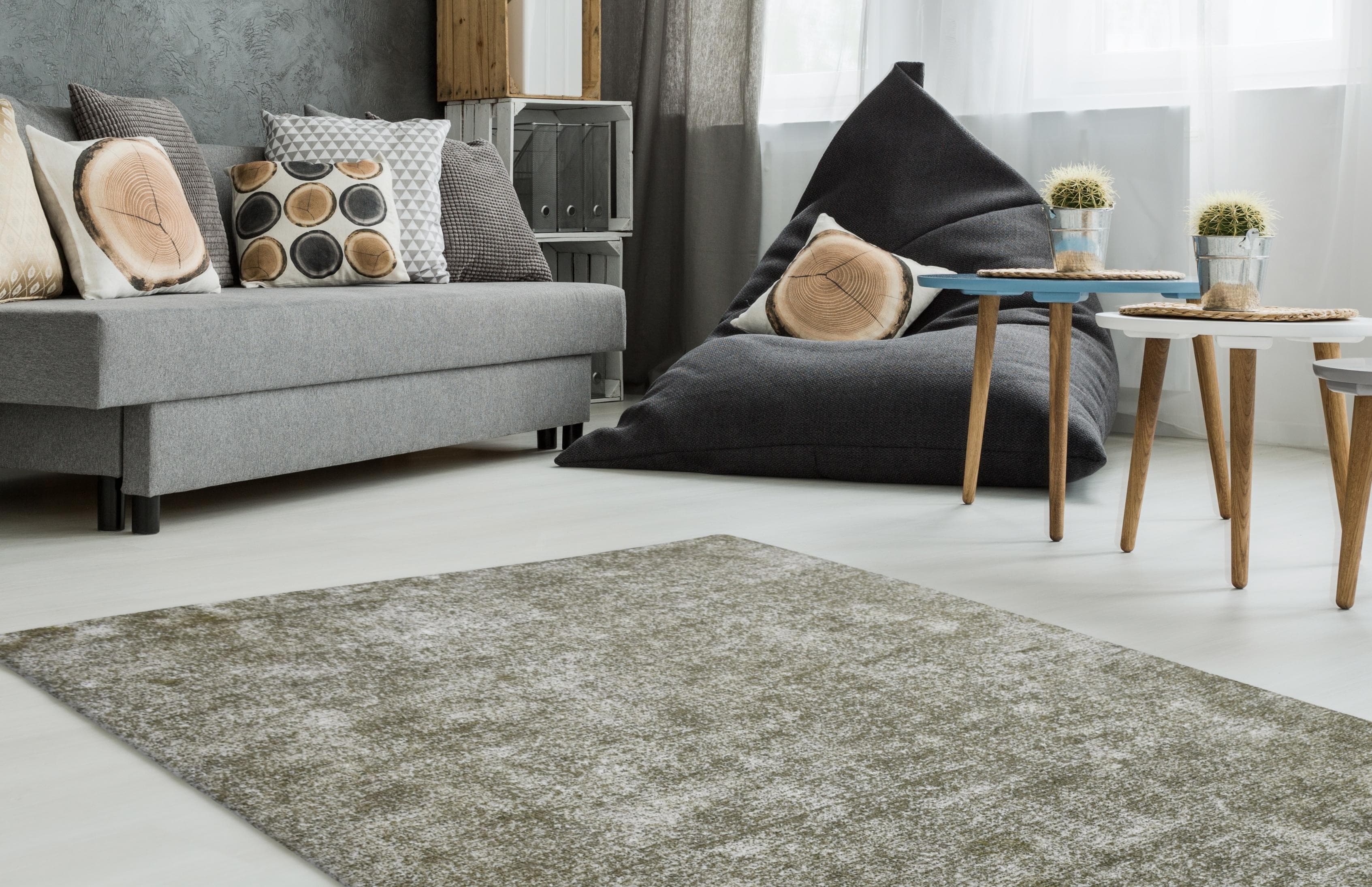 KAYOOM Vintage-Teppich Etna 110 Silber Oliv Polyester Rechteckig