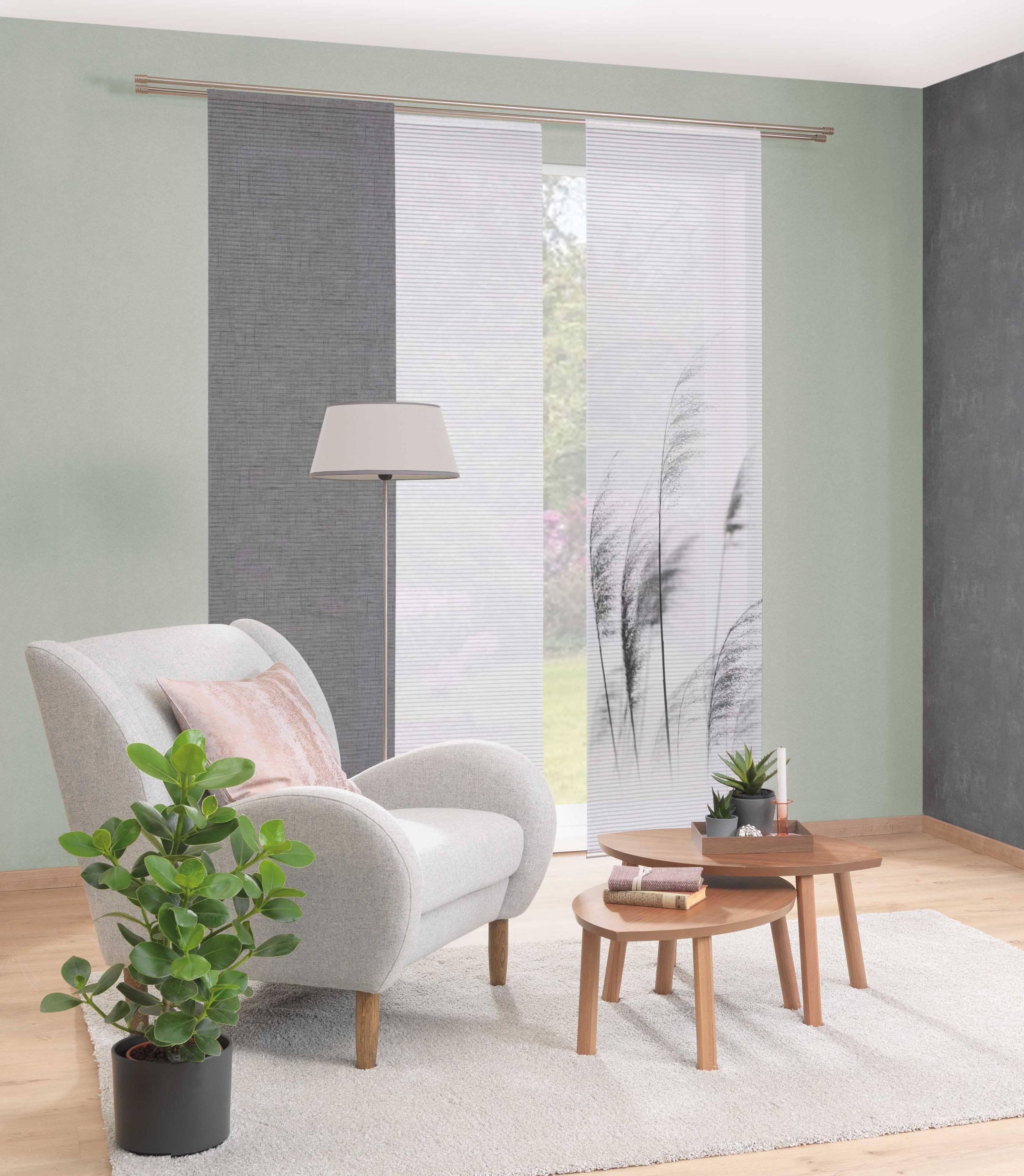Schiebegardine HOME IN GREEN PAMILO grau 60x245cm Polyester