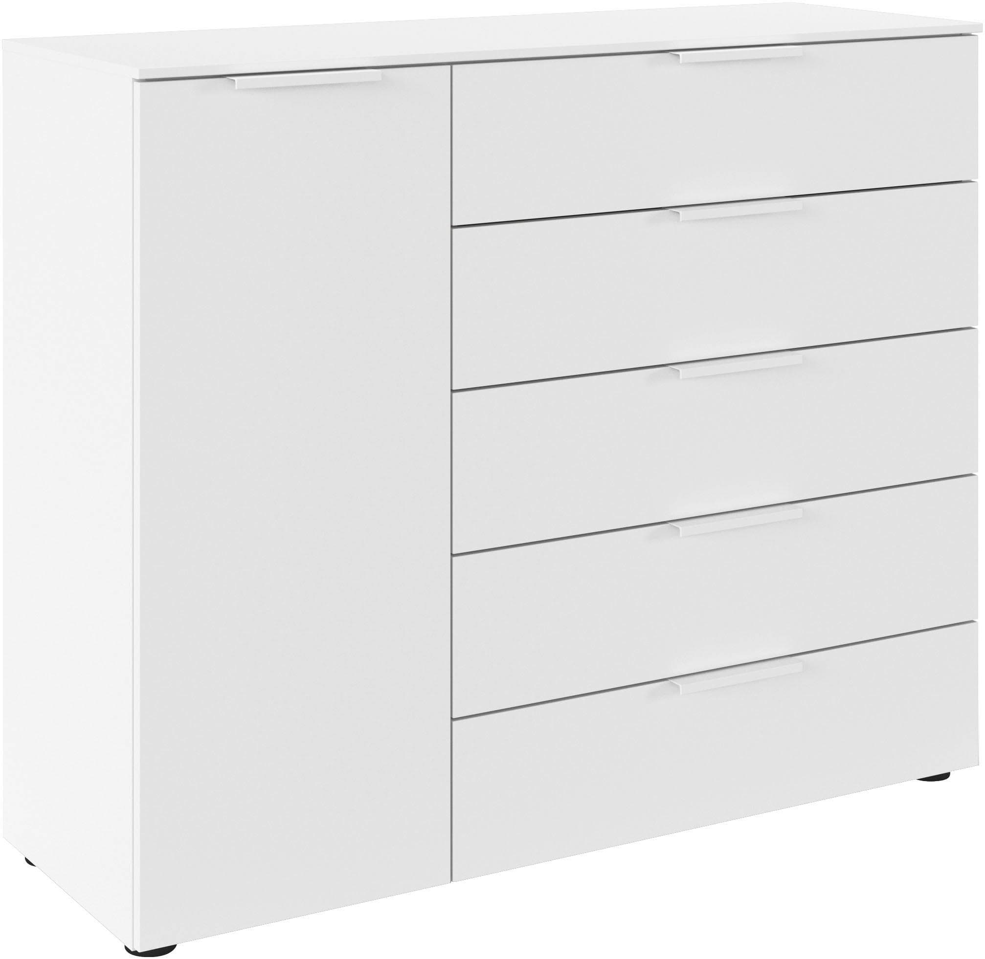 LeGer Home SERINA Kommode Alpinweiß mit 5 Schubladen und Soft-Close