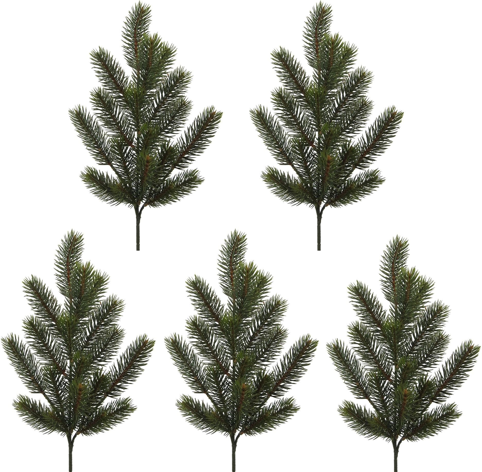 CREATIV DECO Tannenzweig Set 5-tlg. Grün Kunststoff Weihnachtsdeko