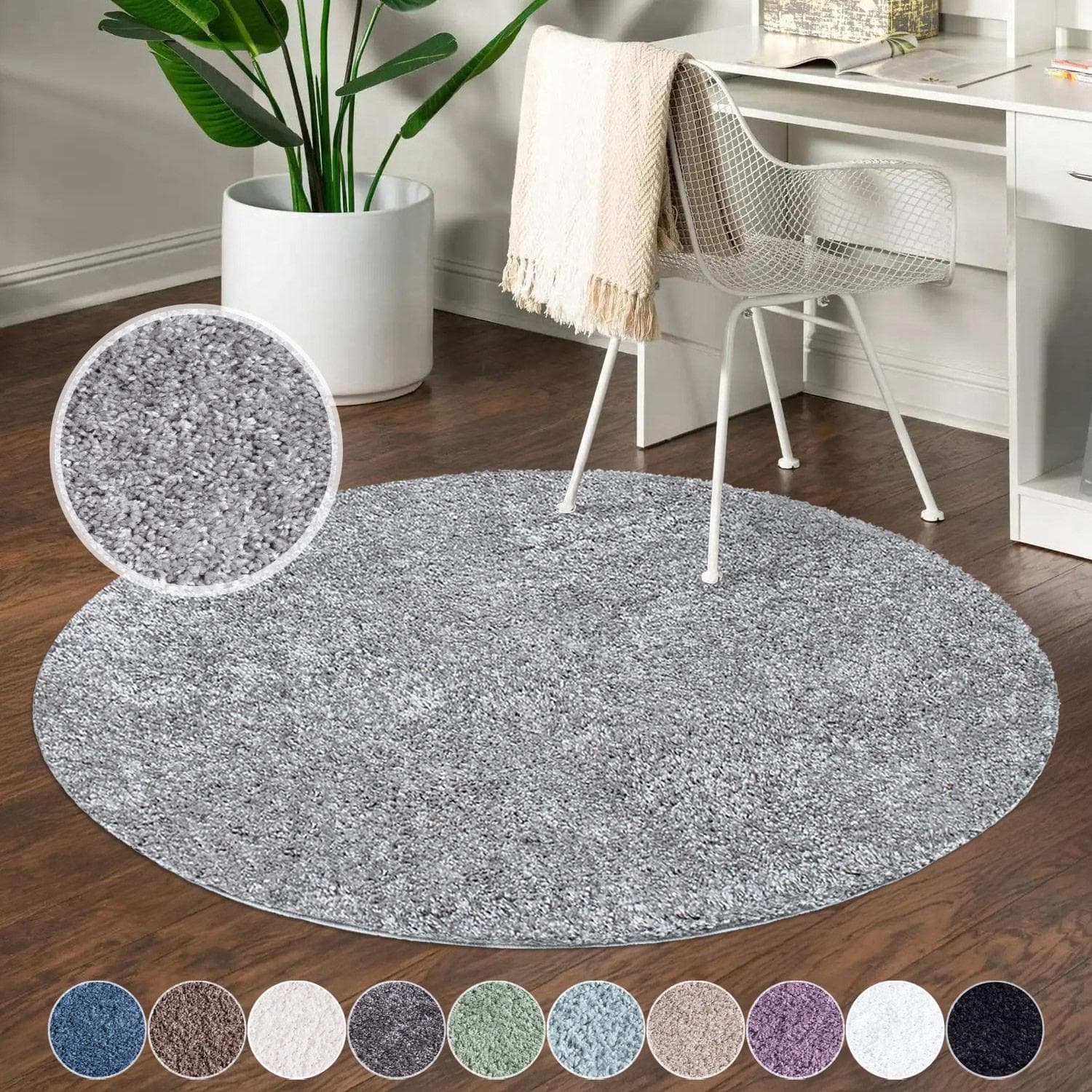 CARPET City Shaggy Hochflor-Teppich Grau Rund 200cm