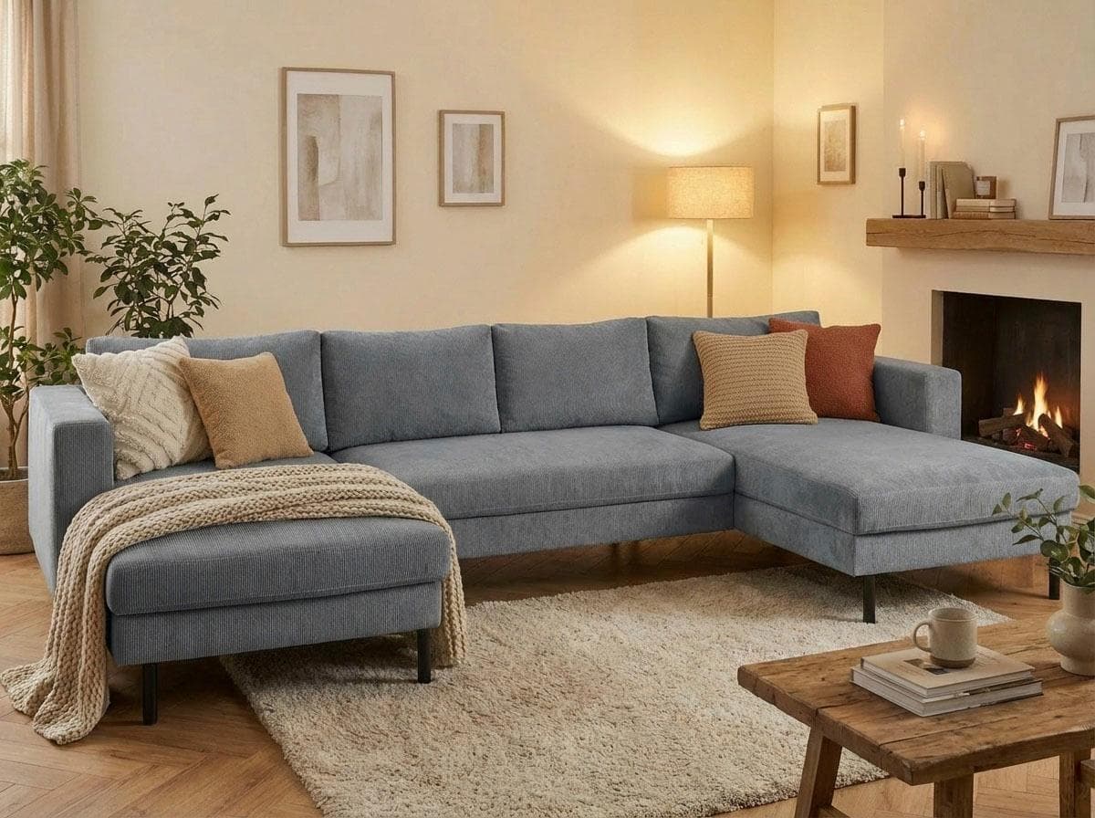 Trendmanufaktur Wohnlandschaft Amazing II U-Form Cord Grau