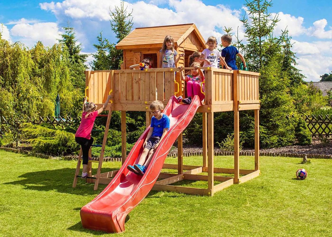 Spielturm FUNGOO My SPACE XL - Braun, Holz, Metall, Polyethylen