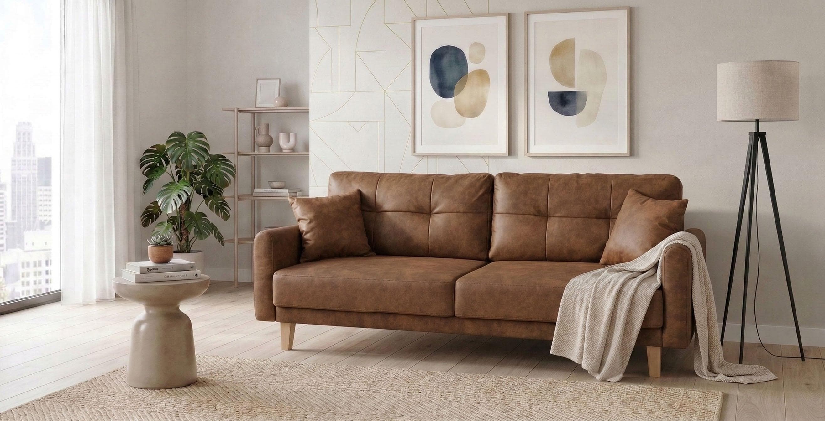 HOME AFFAIRE TRIPLO Schlafsofa 3-Sitzer mit Bettkasten Cognac