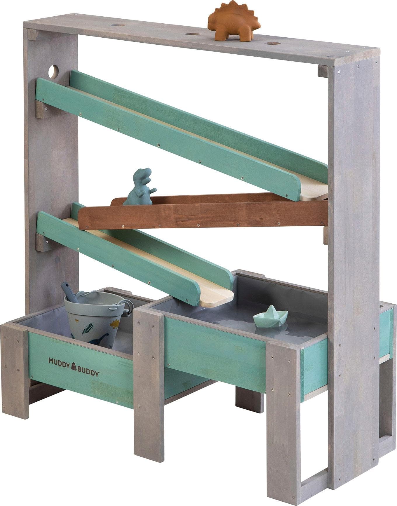 Wasserbahn MUDDY BUDDY Aqua Tower Holz warmgrau-salbei