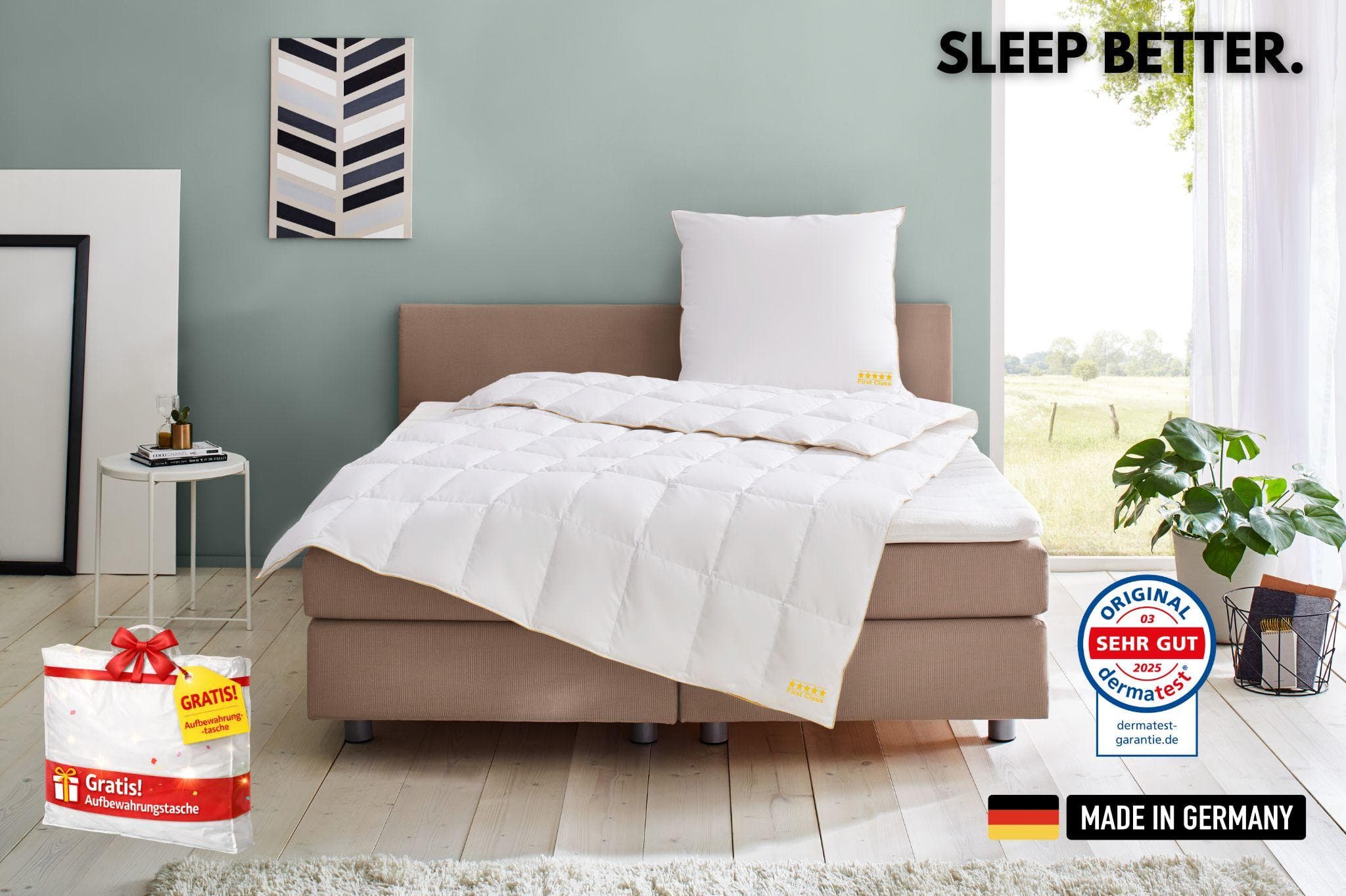 OBB Daunenbettdecke Emilias Weiß Ganzjahresdecke 100% Baumwolle