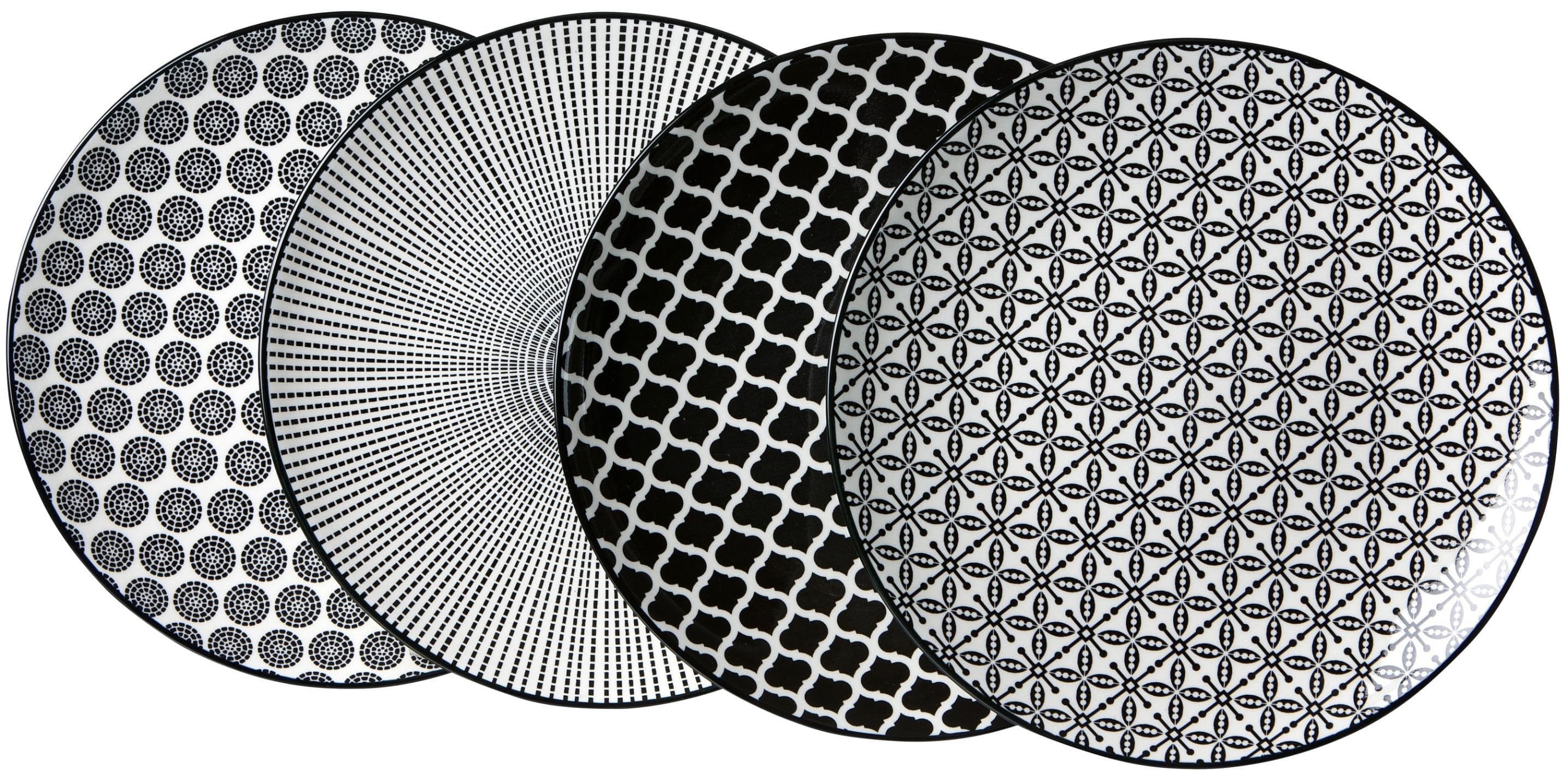 Ritzenhoff Breker Desserttellerset Takeo 4-teilig Schwarz Weiß Keramik