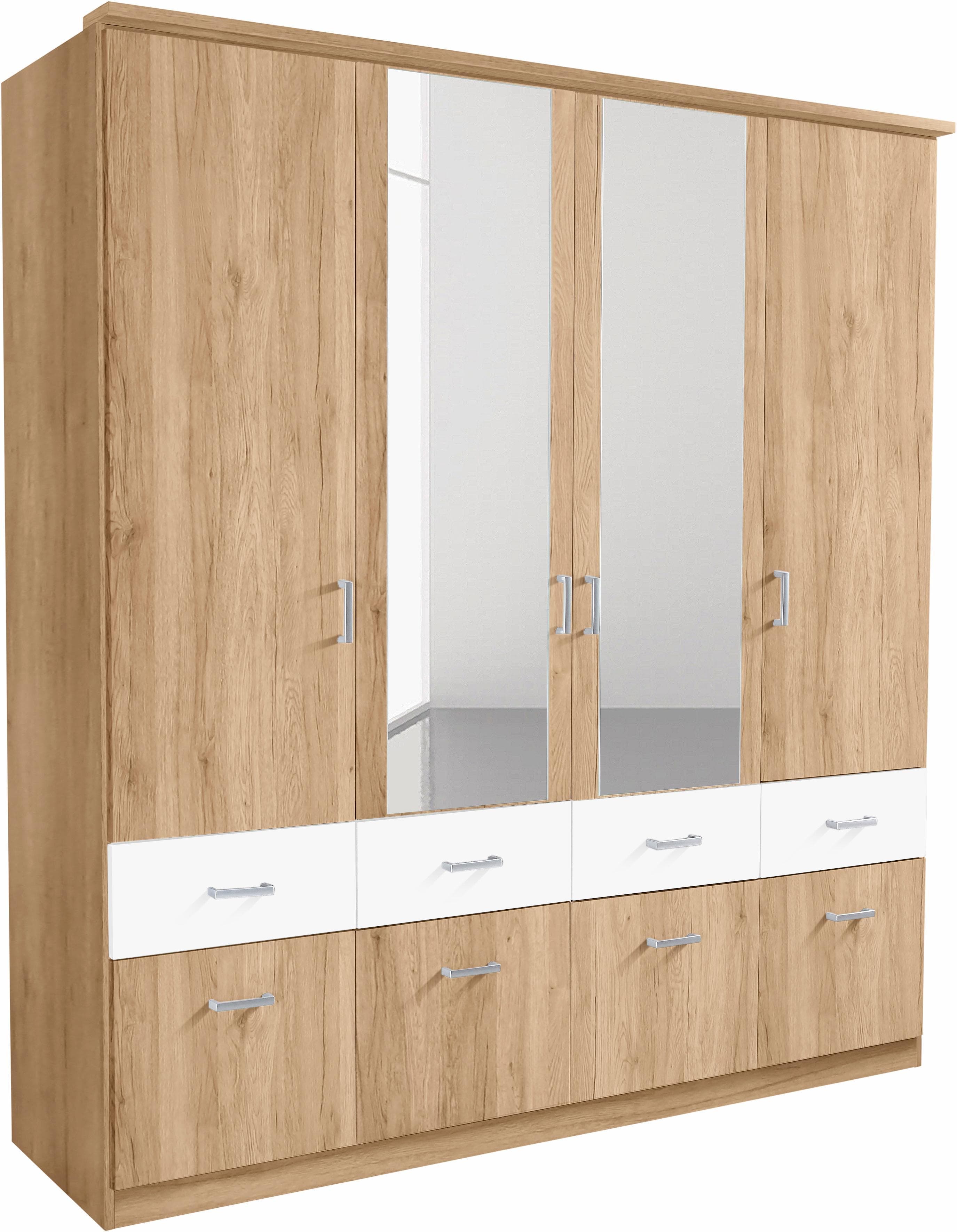 Rauch Bremen Kleiderschrank Beige/Weiß mit Spiegel