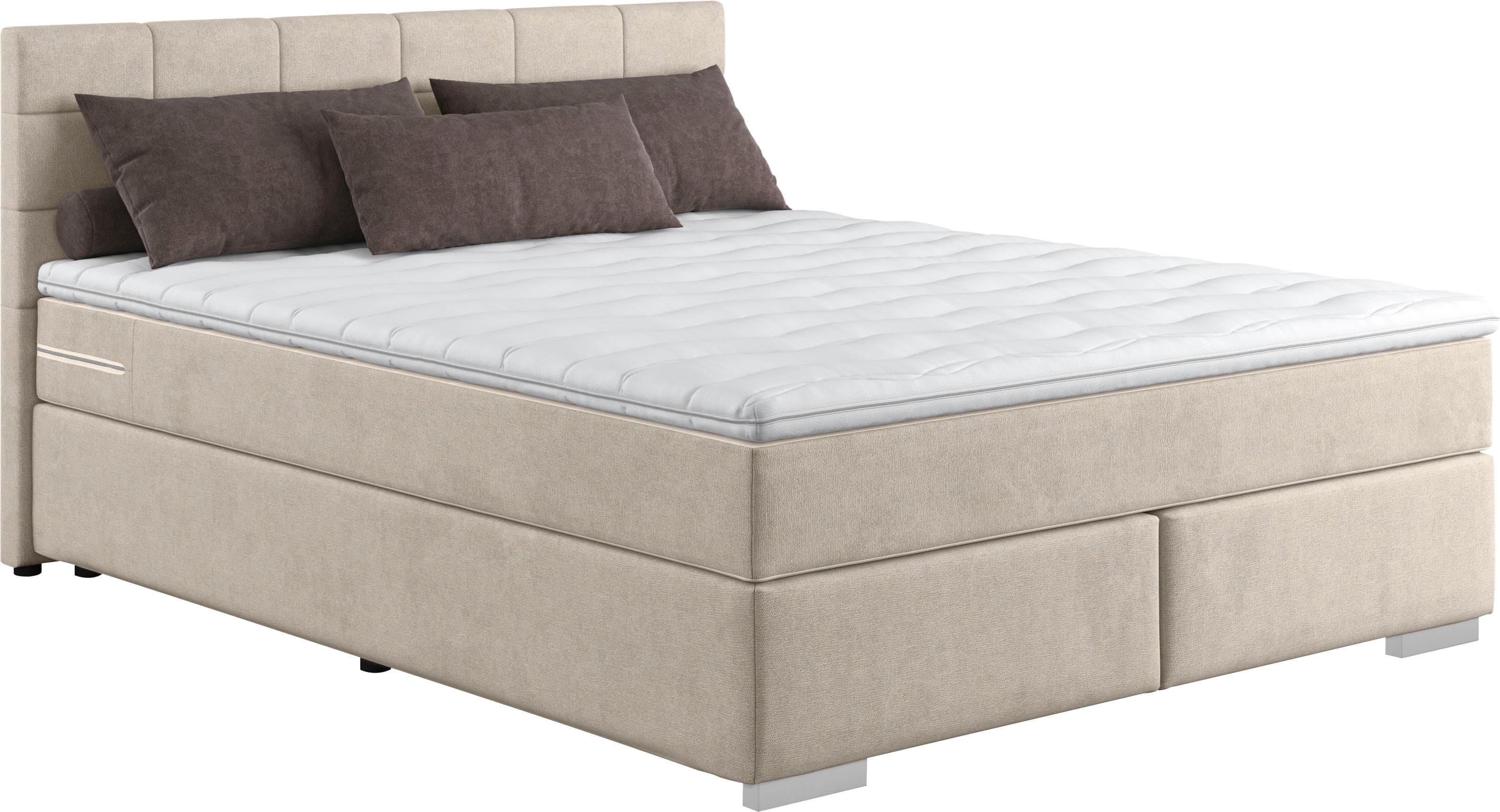 COTTA Boxspringbett Simba Grau Platinum mit Matratze