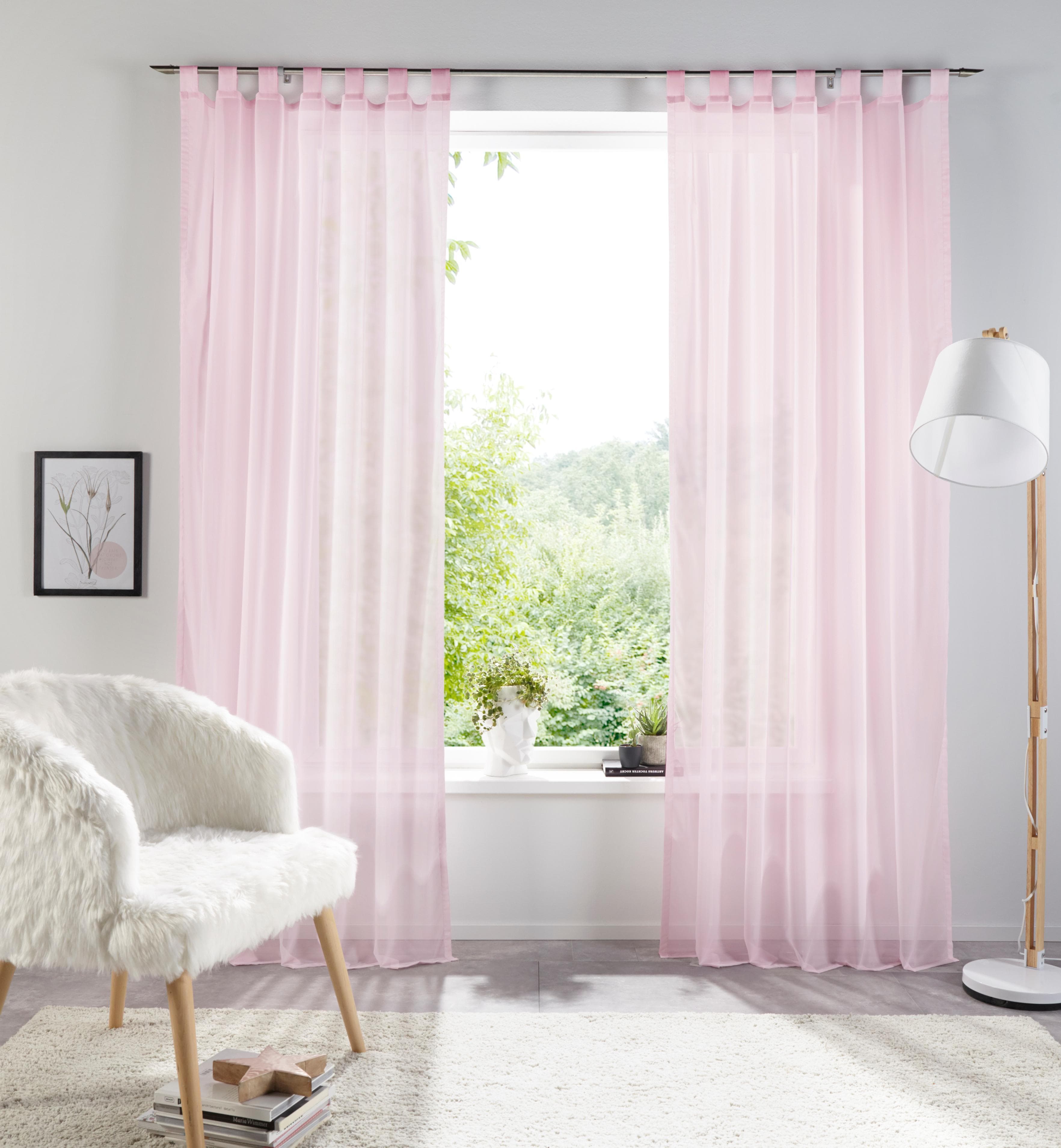 Gardine XANA mit Schlaufen Rosa Voile Polyester OTTO home