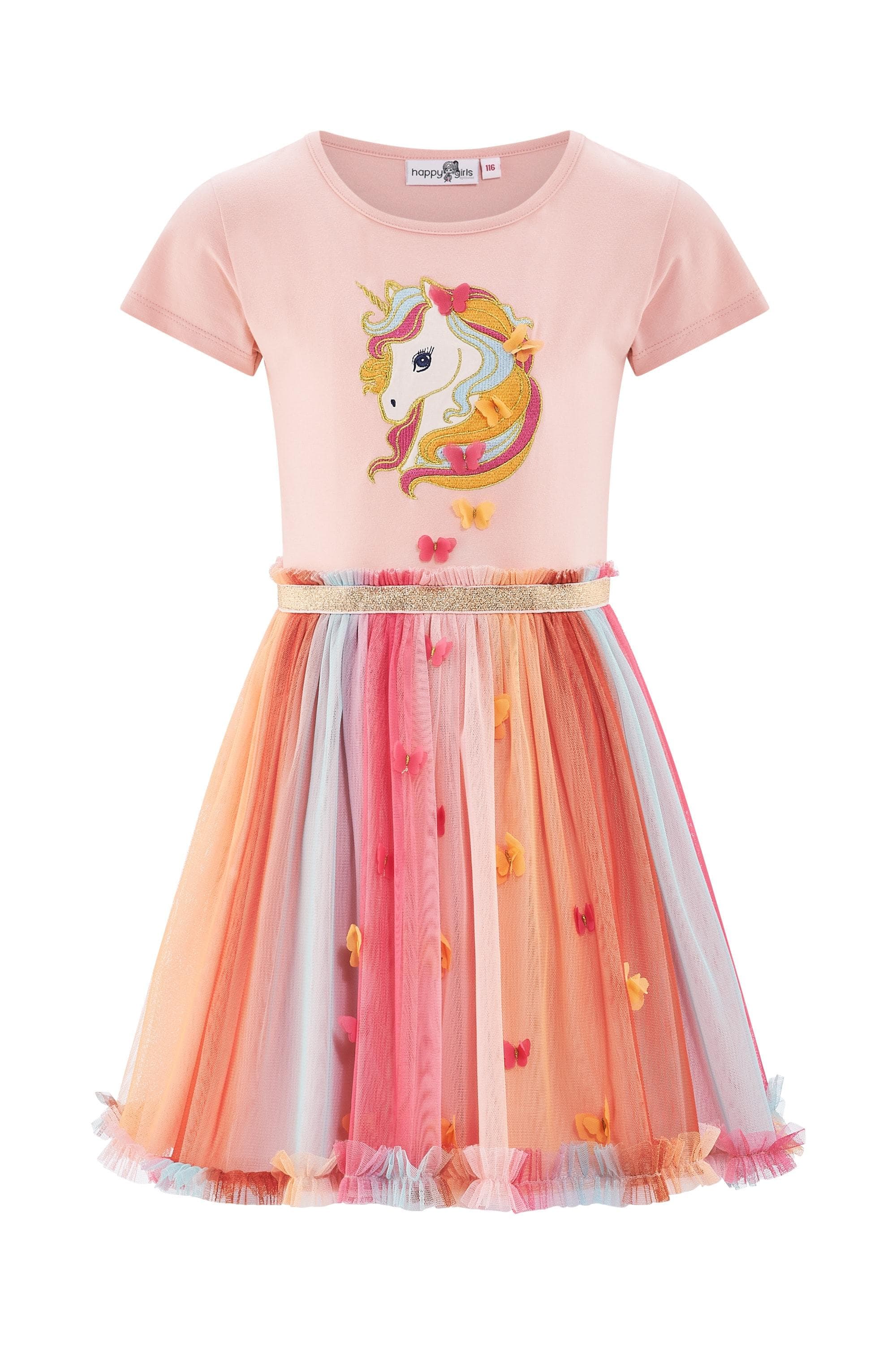 Jerseykleid HAPPY GIRLS Mädchen Gr. 134 powder pink mit Tüllrock