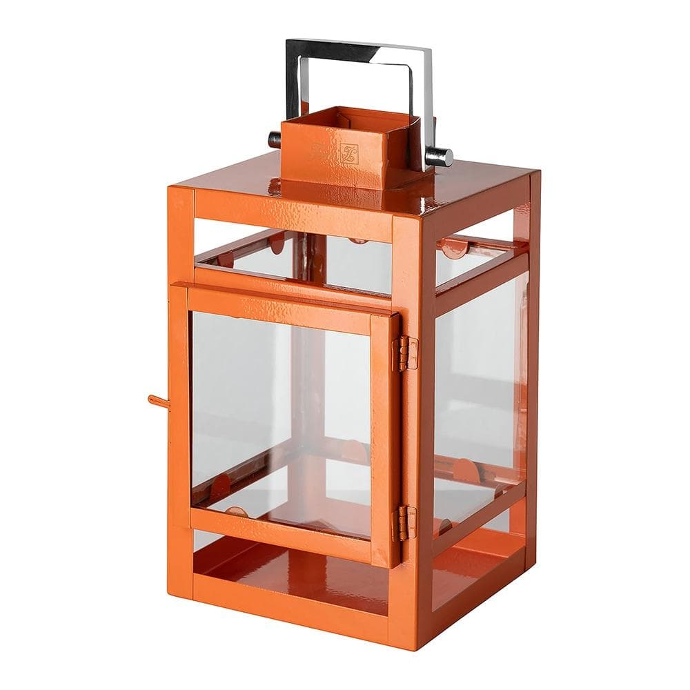 Fink Kenia Laterne Orange - Edelstahl/Eisen/Glas - Vielseitige Tischlaterne