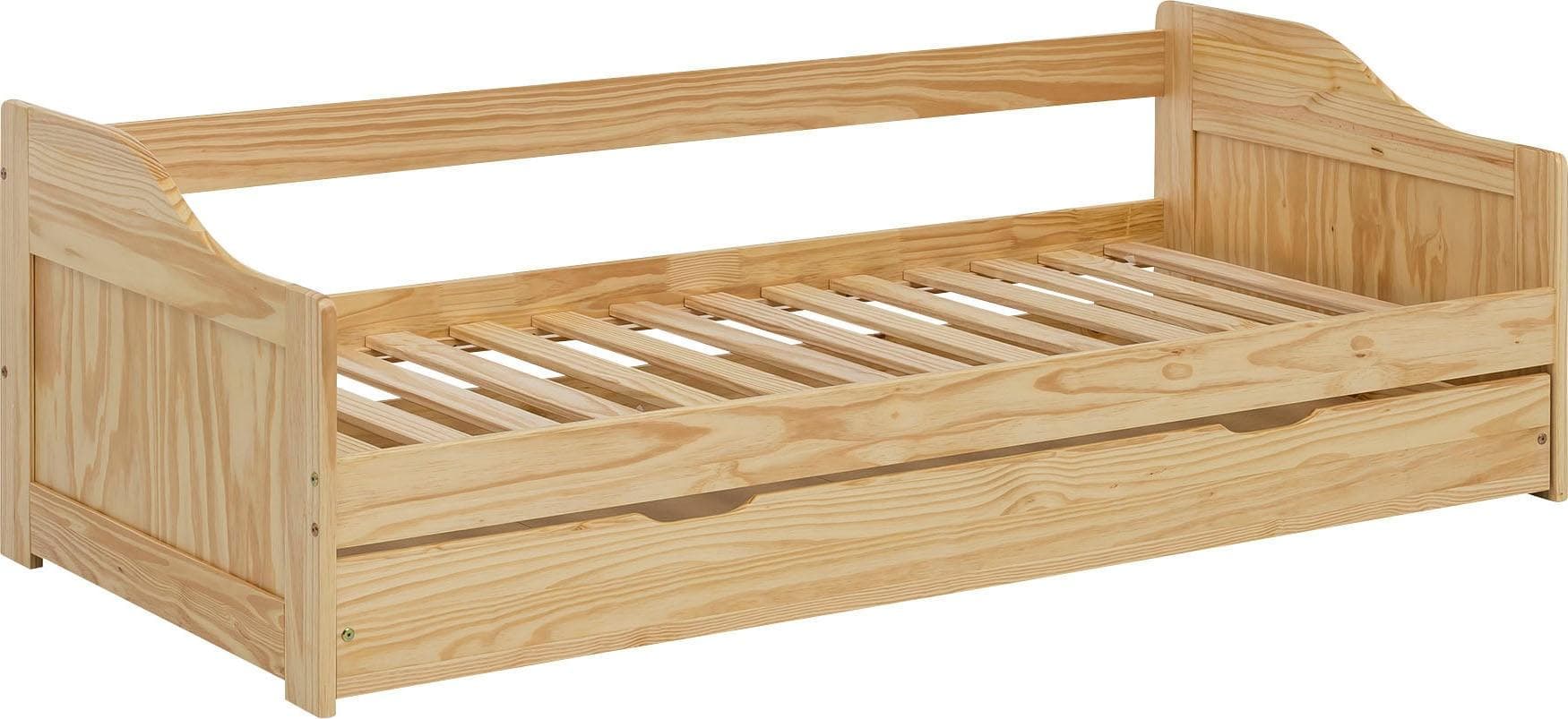 MÖBILIA Bett Chur Natur Massivholz mit Schublade