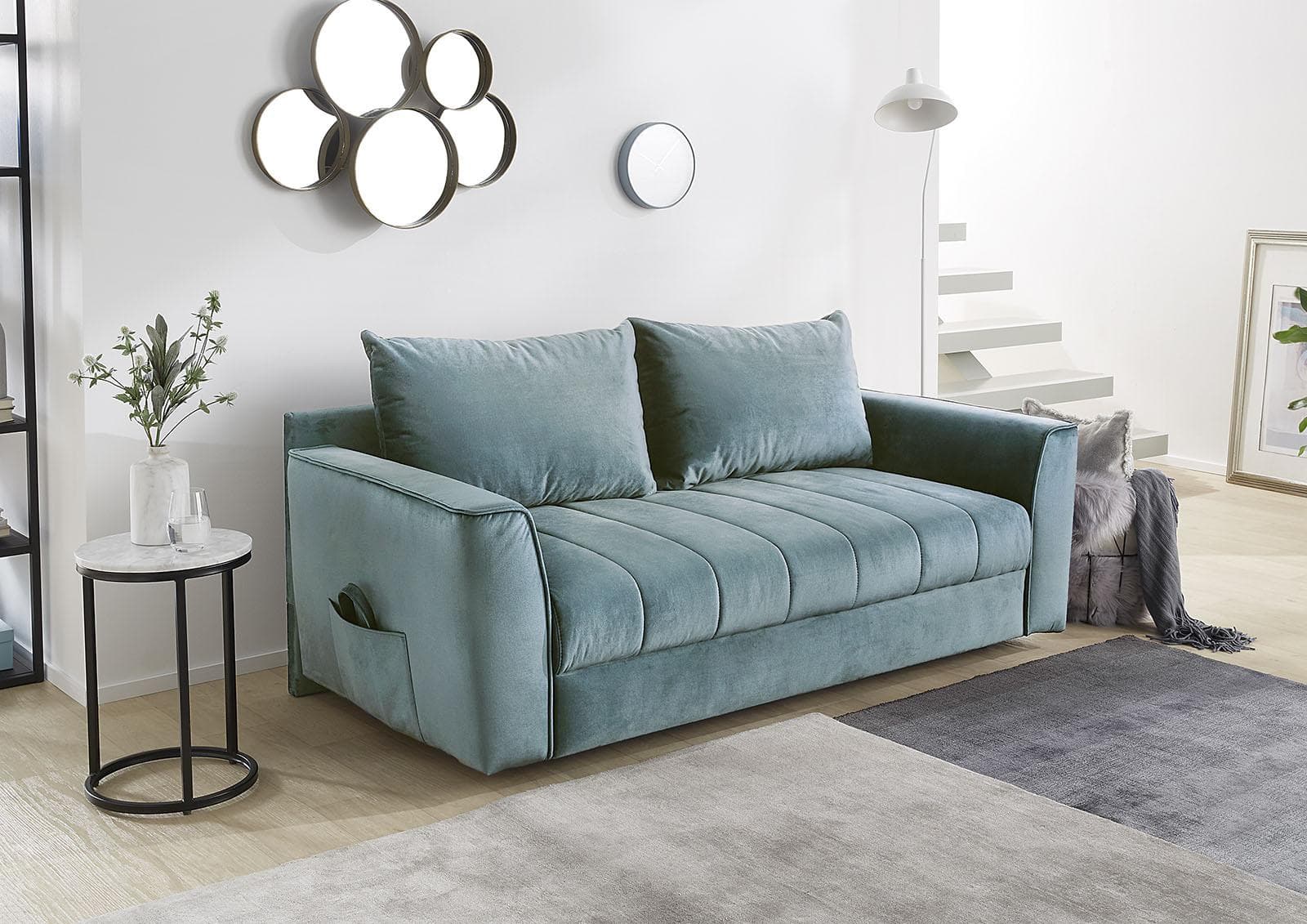 Jockenhöfer Schlafsofa Rick mit Bettkasten und Samtoptik