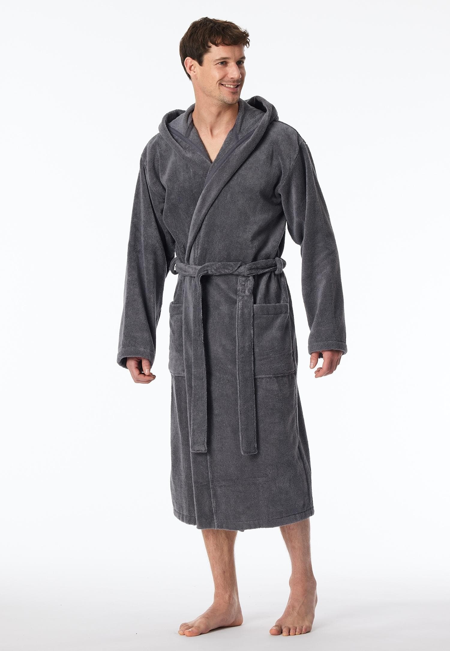 Herrenbademantel SCHIESSER Essentials Grau Frottee