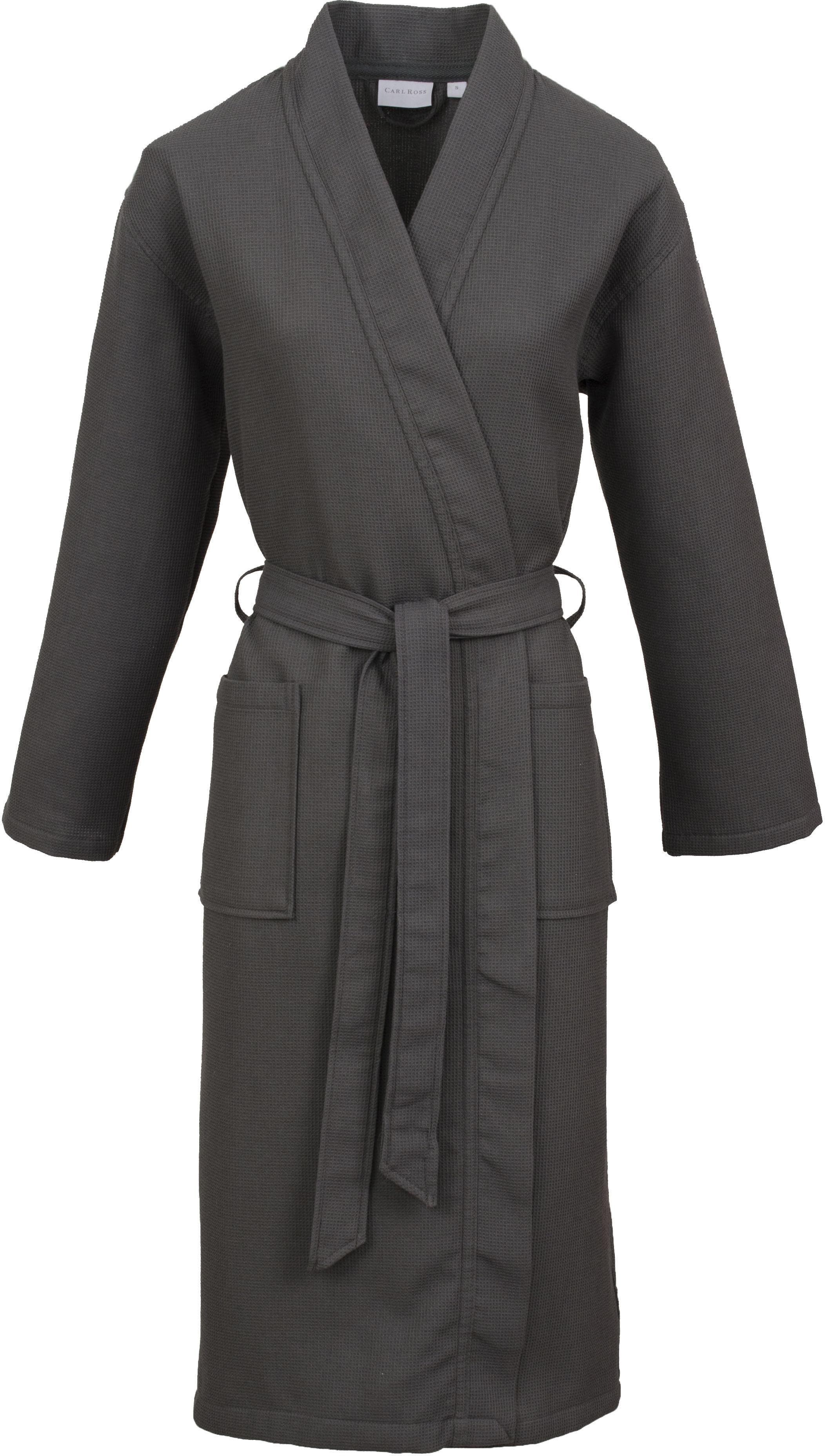 Unisex Bademantel Carl Ross Grau XL Langarm Piqué