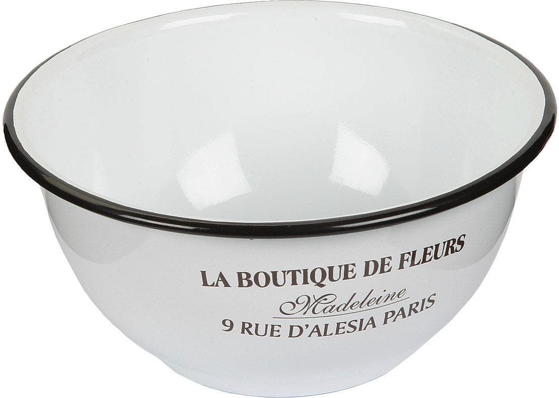 AMBIENTE HAUS Schüssel aus Emaille Antikweiß 18cm