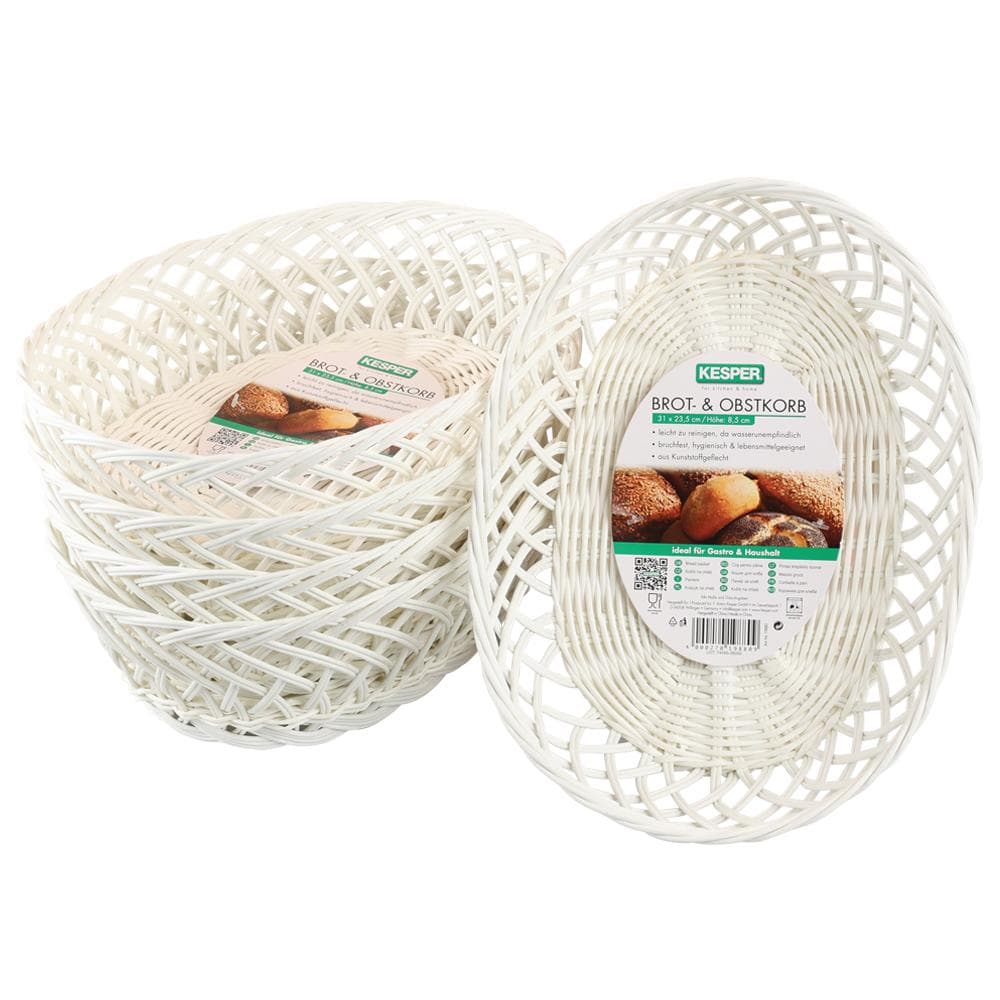 KESPER Brotkorb Oval 5er Set Weiß Kunststoff