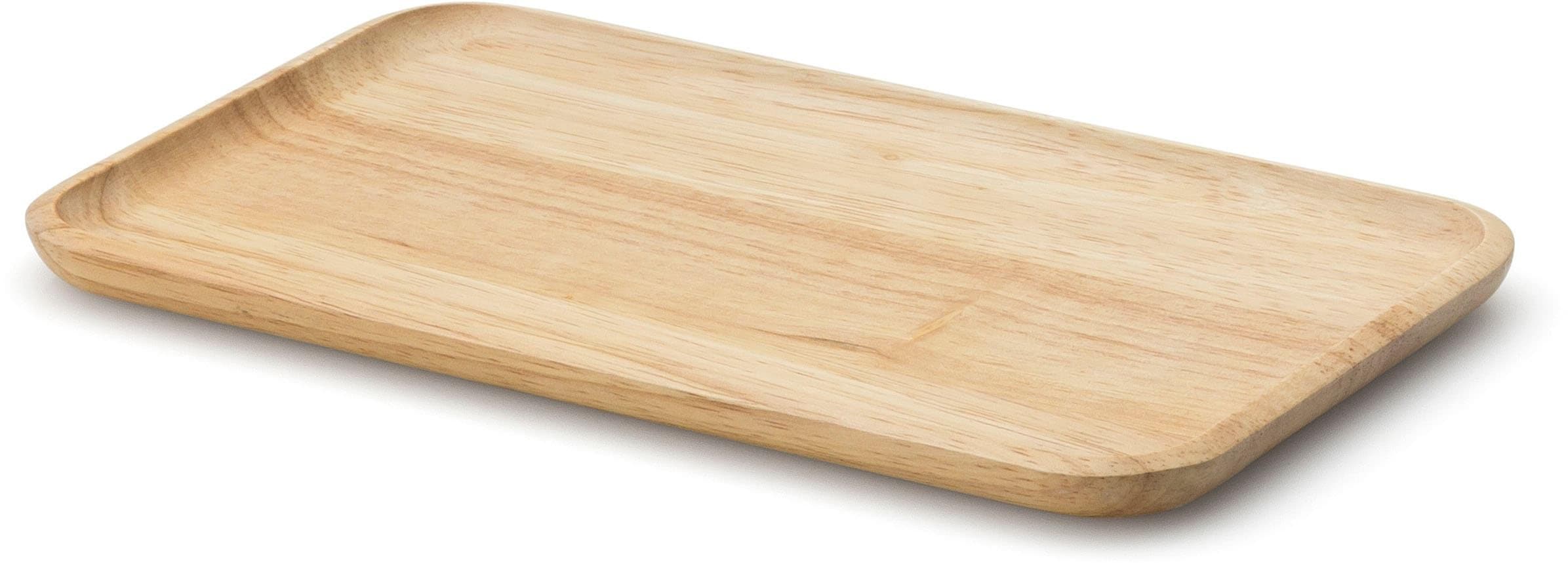 CONTINENTA Tablett rechteckig braun Gummibaum Holzwerkstoff