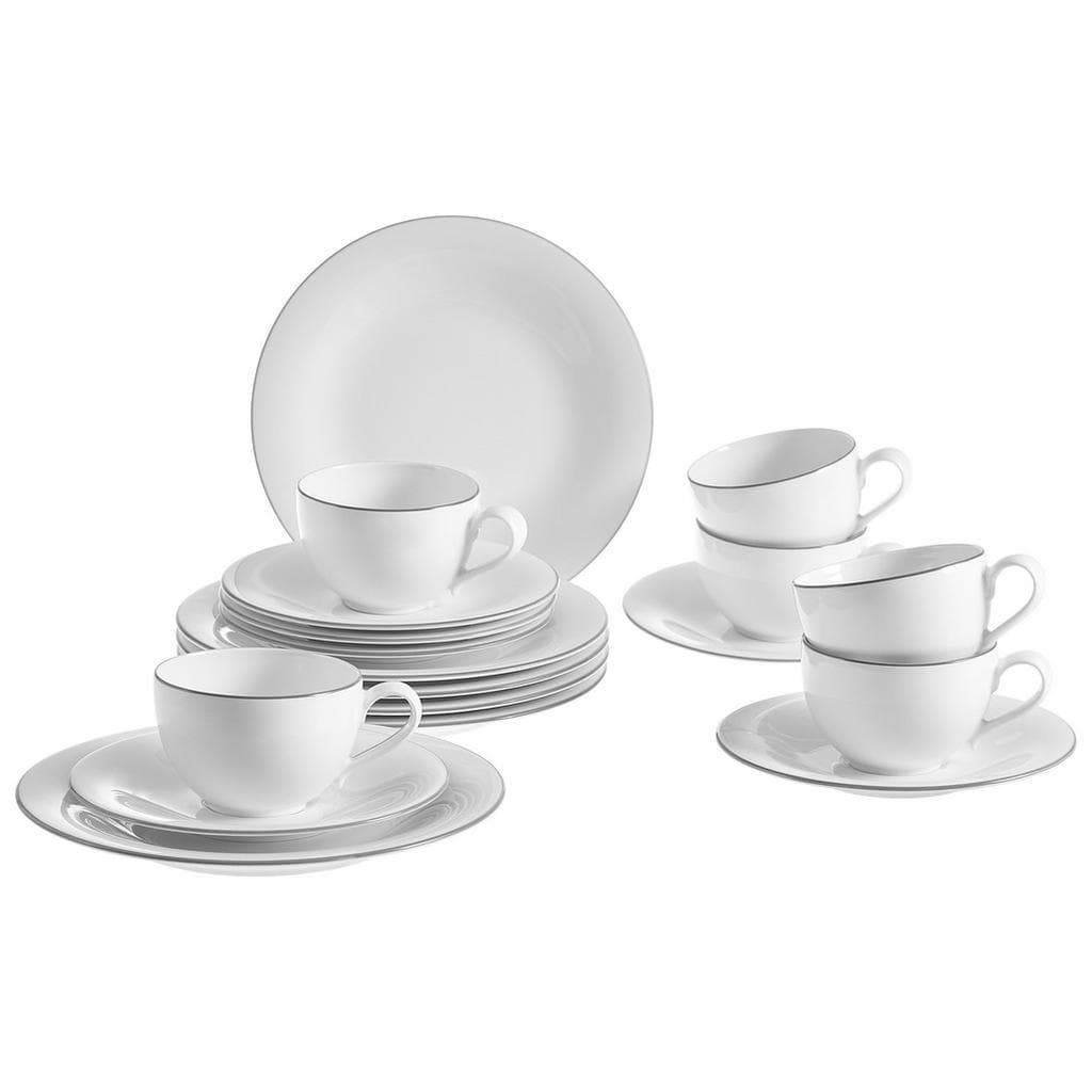 Villeroy & Boch Kaffeeset Grey Lines Grau/Weiß 18-teilig Keramik