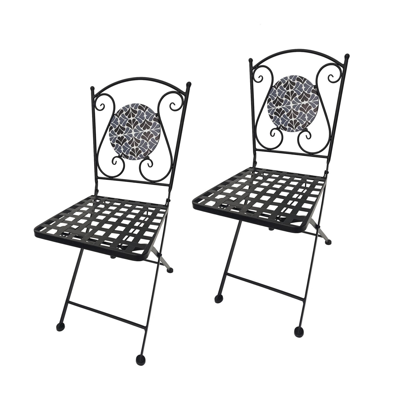 HTI-Living Gartenstuhl Celia Floral 2er Set Metallstühle Schwarz