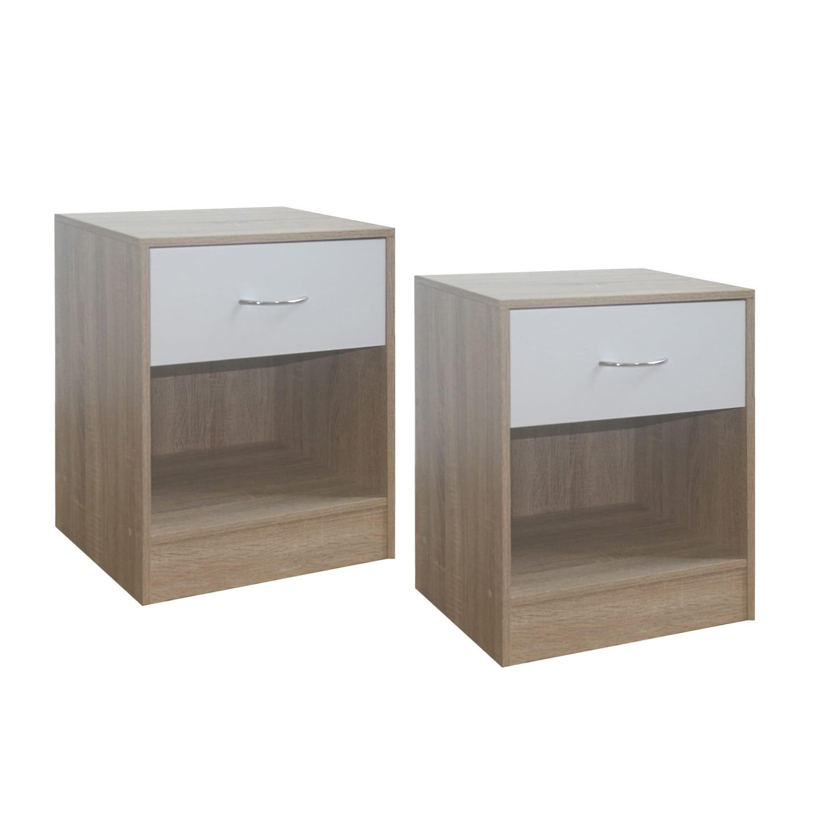 HTI-Living Nachtschrank 2er Set Thekla Weiß/Sonoma