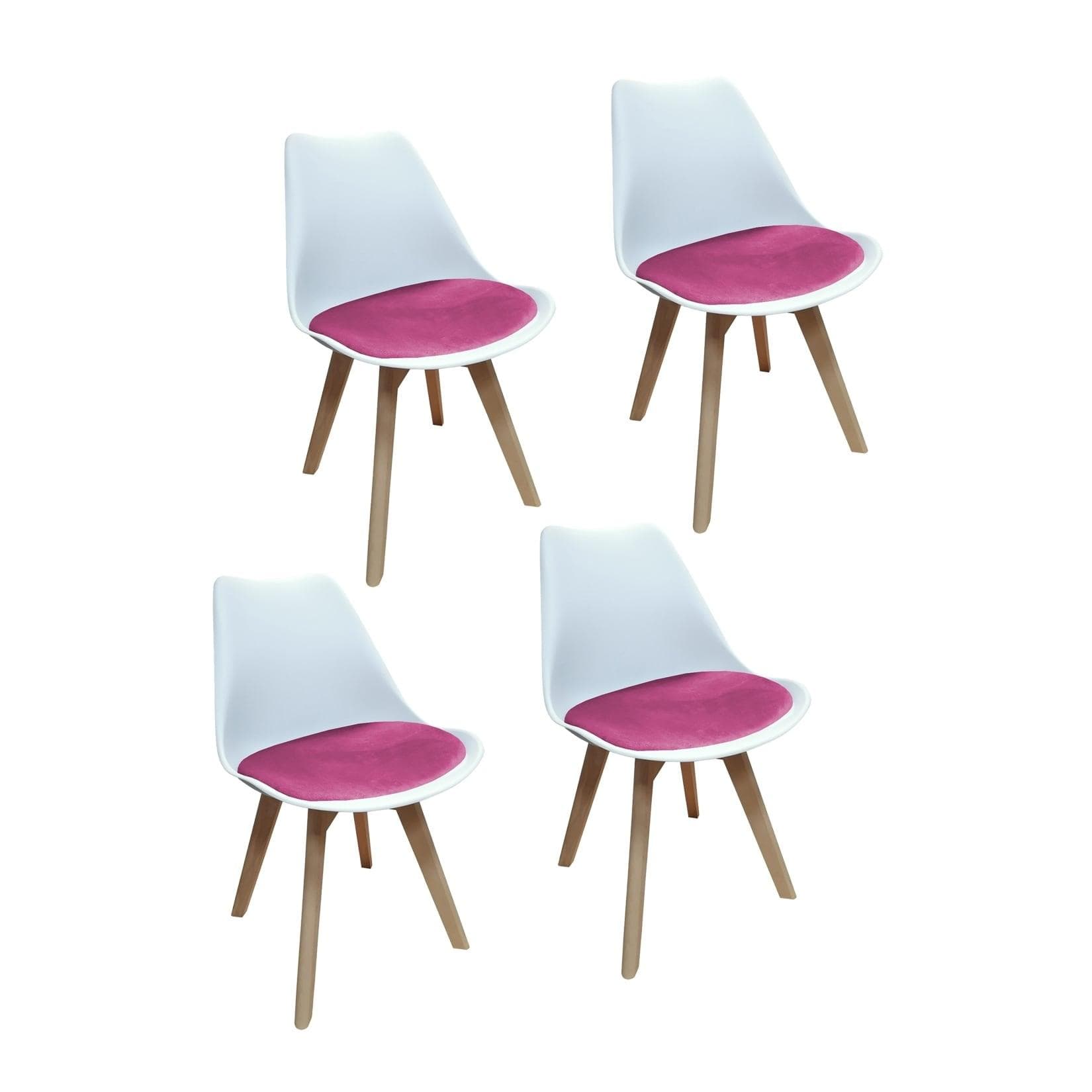 HTI-Living Esszimmerstuhl Samt 4er Set Weiß/Pink
