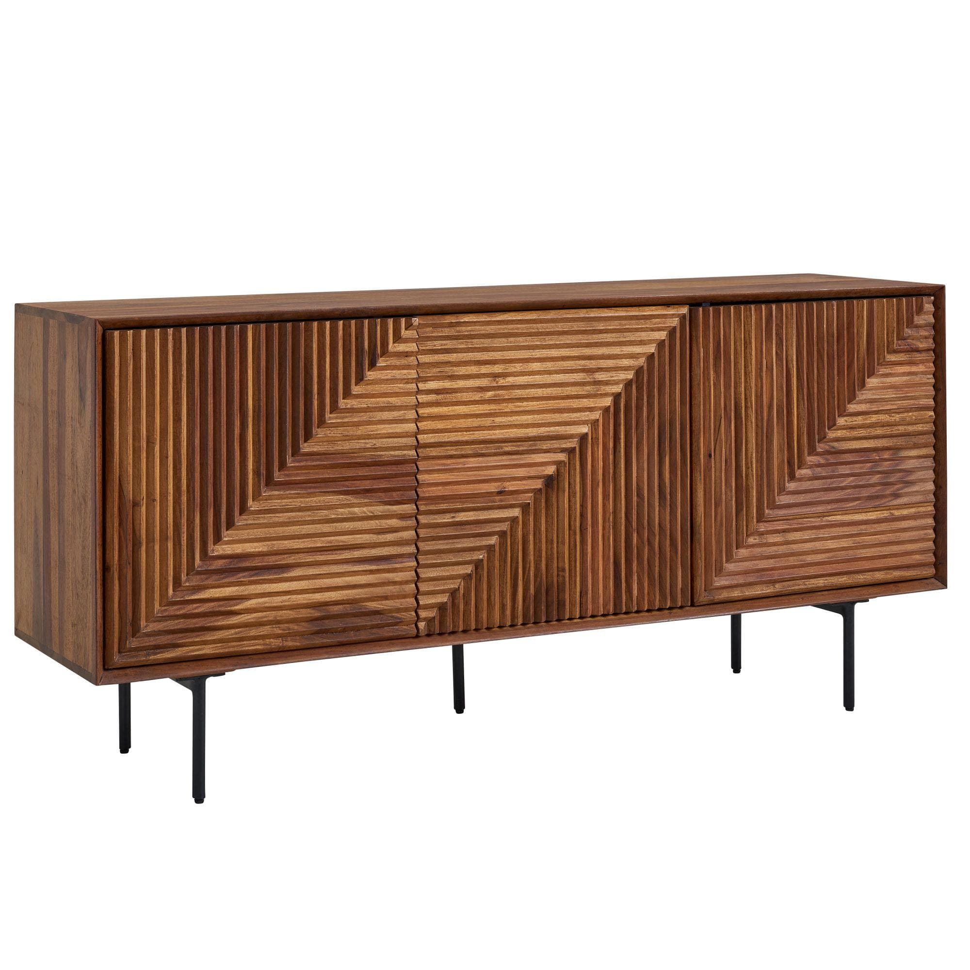 Wohnling Sideboard WL6.561 - Modernes Sheesham Massivholz Sideboard mit Türen