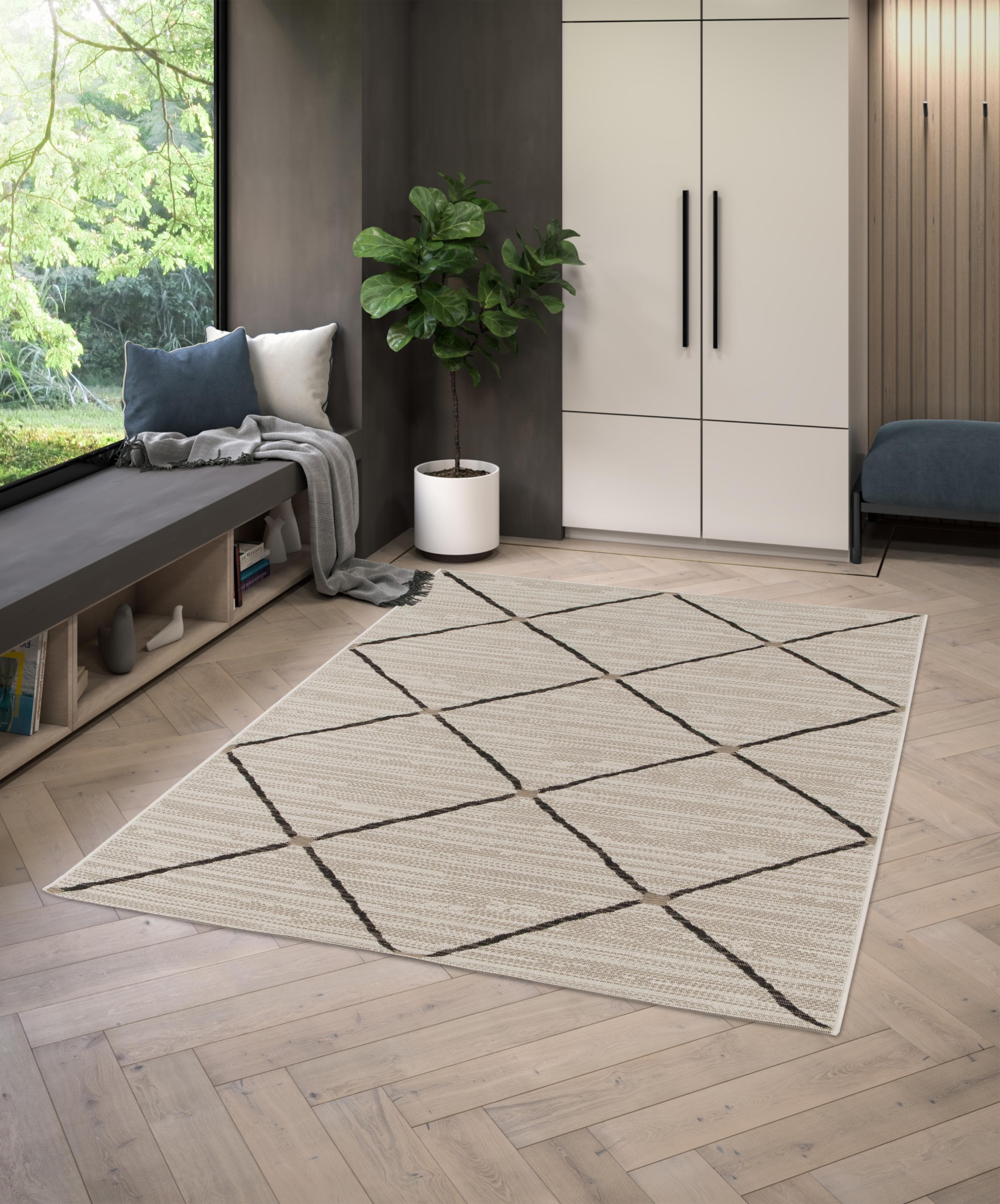 Teppich PARADISE Rhombus Braun Beige Grau Polypropylen Outdoor