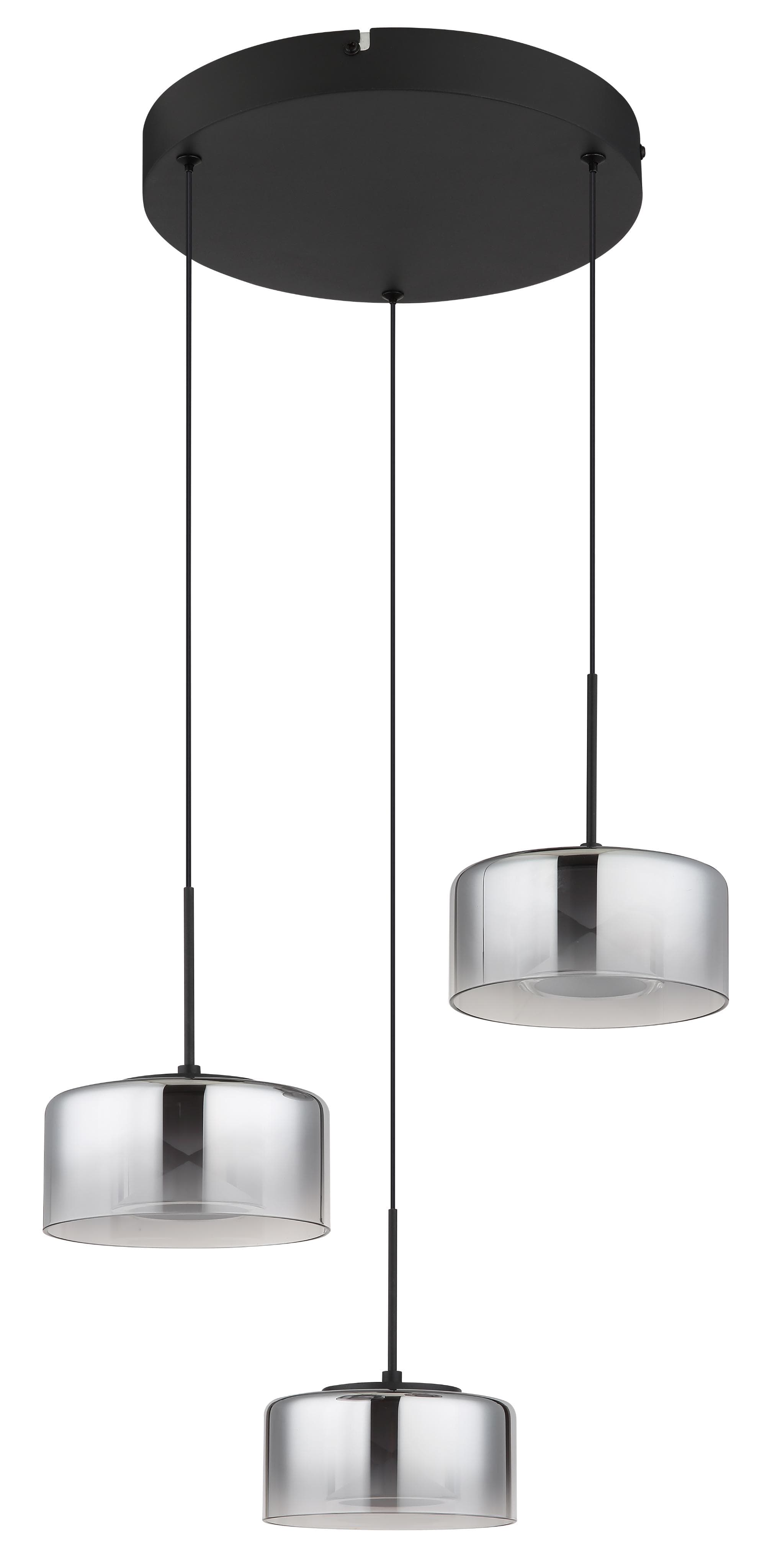 LED-Hängeleuchte Belinda Ø 40 cm Rauchgrau 3-flg. Glas