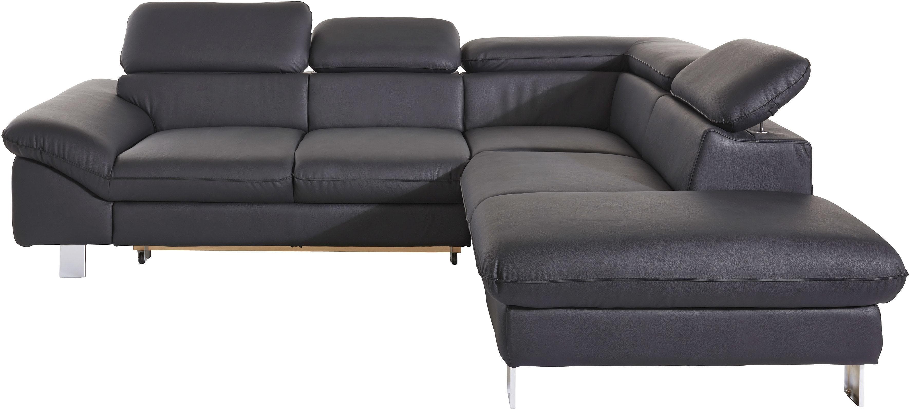 COTTA Ecksofa Driver L-Form Schwarz mit Bettfunktion