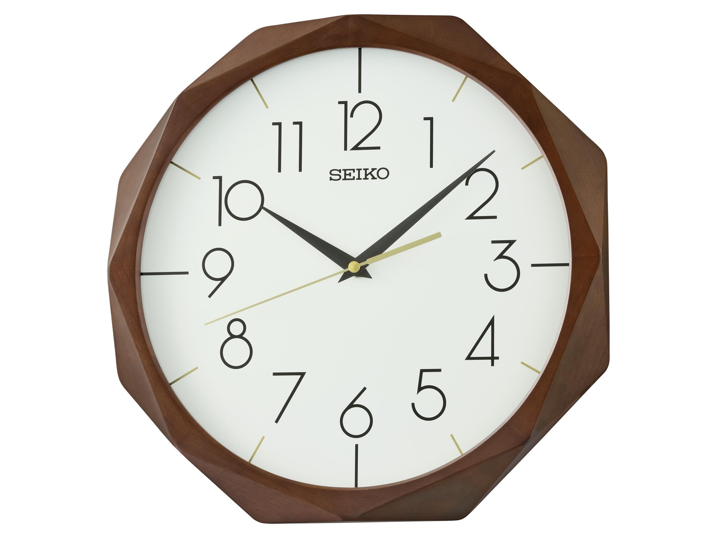 SEIKO Wanduhr braun, Quarz, Ø 33,5cm, durchlaufende Sekunde