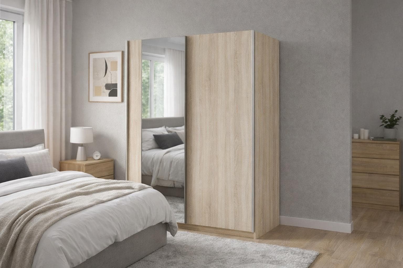 Home Affaire Kleiderschrank GRETCHEN - Schiebetürenschrank Sonoma-Eiche