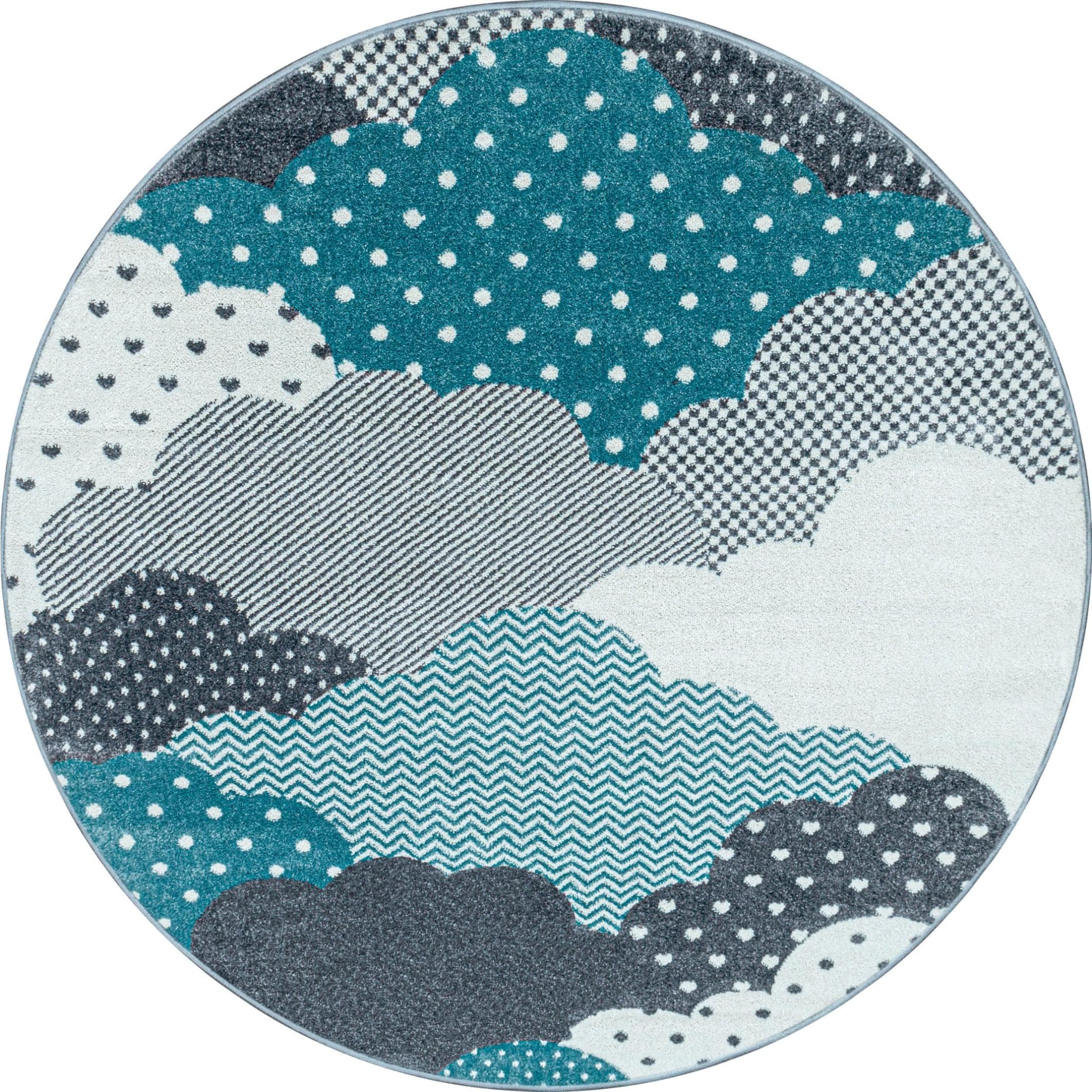 Kinderteppich AYYILDIZ TEPPICHE Bambi 820 Blau Wolken Motiv